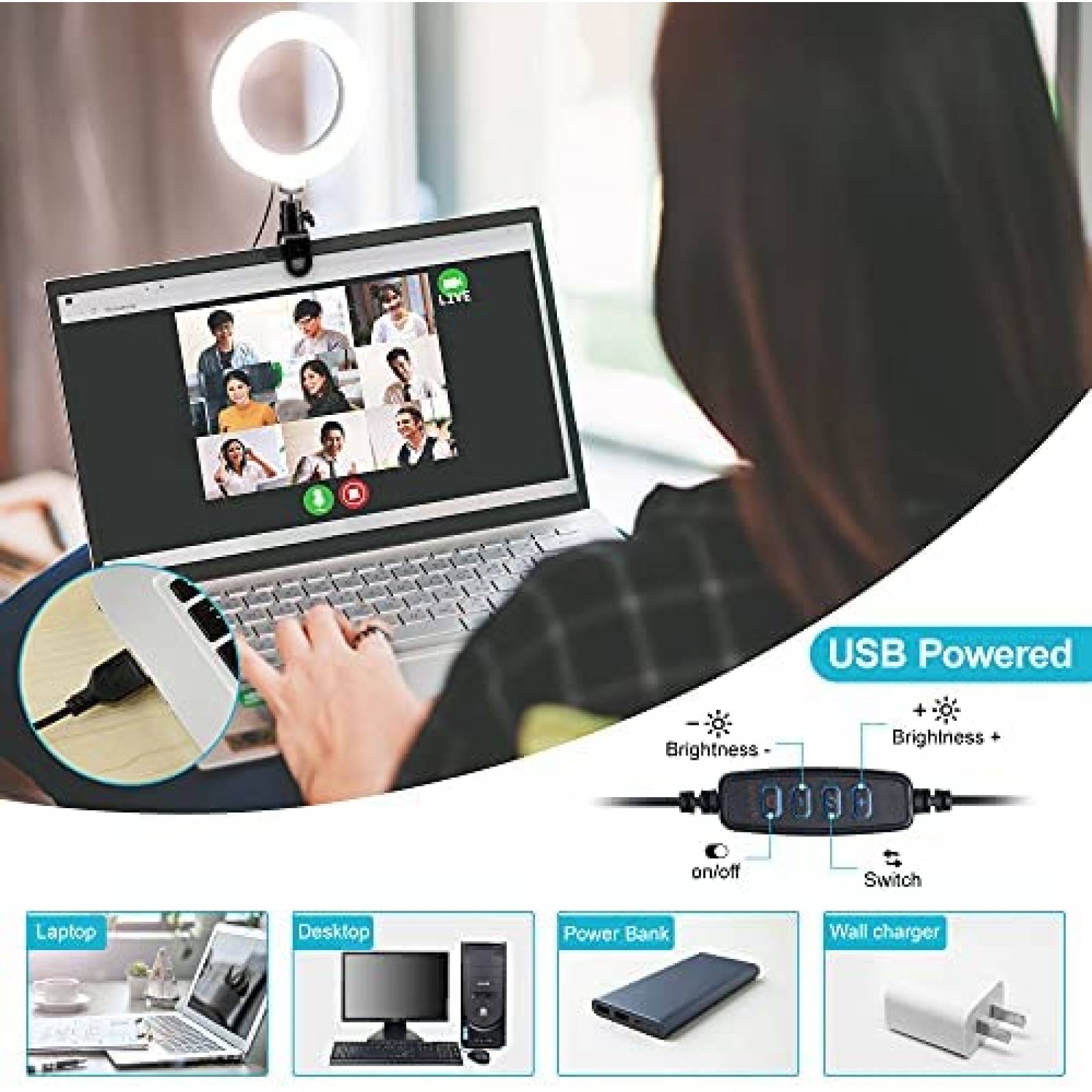 Kit de iluminacion weeylite de 6" con clip tripode ajustable