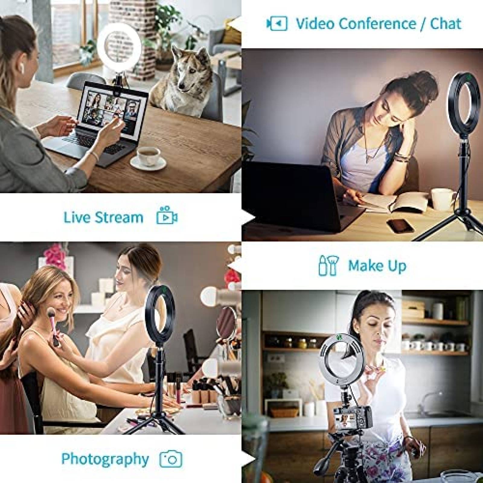 Kit de iluminacion weeylite de 6" con clip tripode ajustable