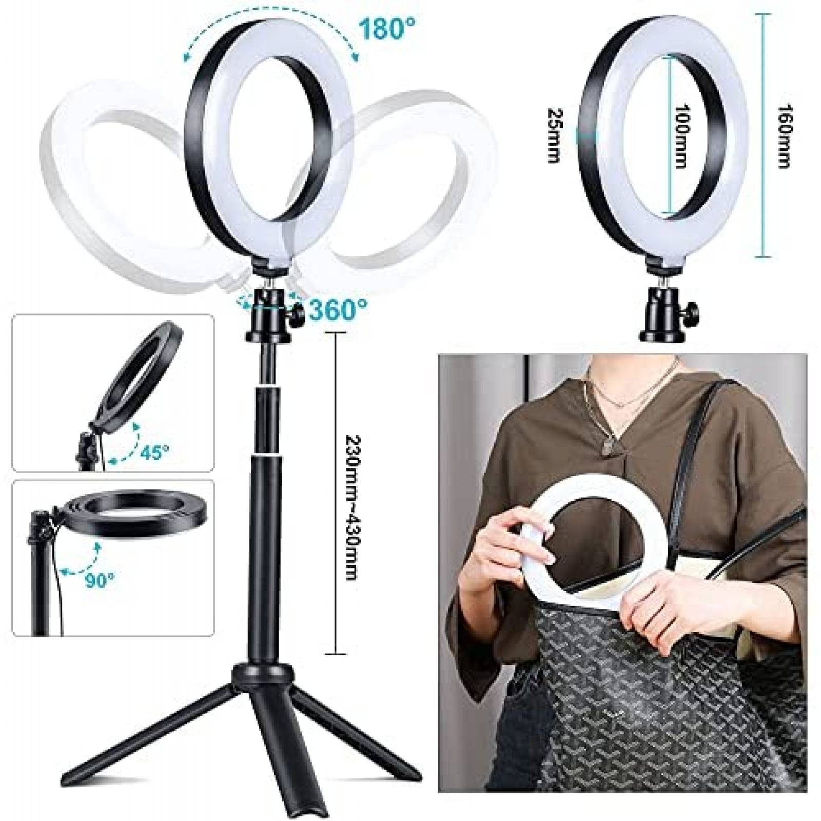 Kit de iluminacion weeylite de 6" con clip tripode ajustable