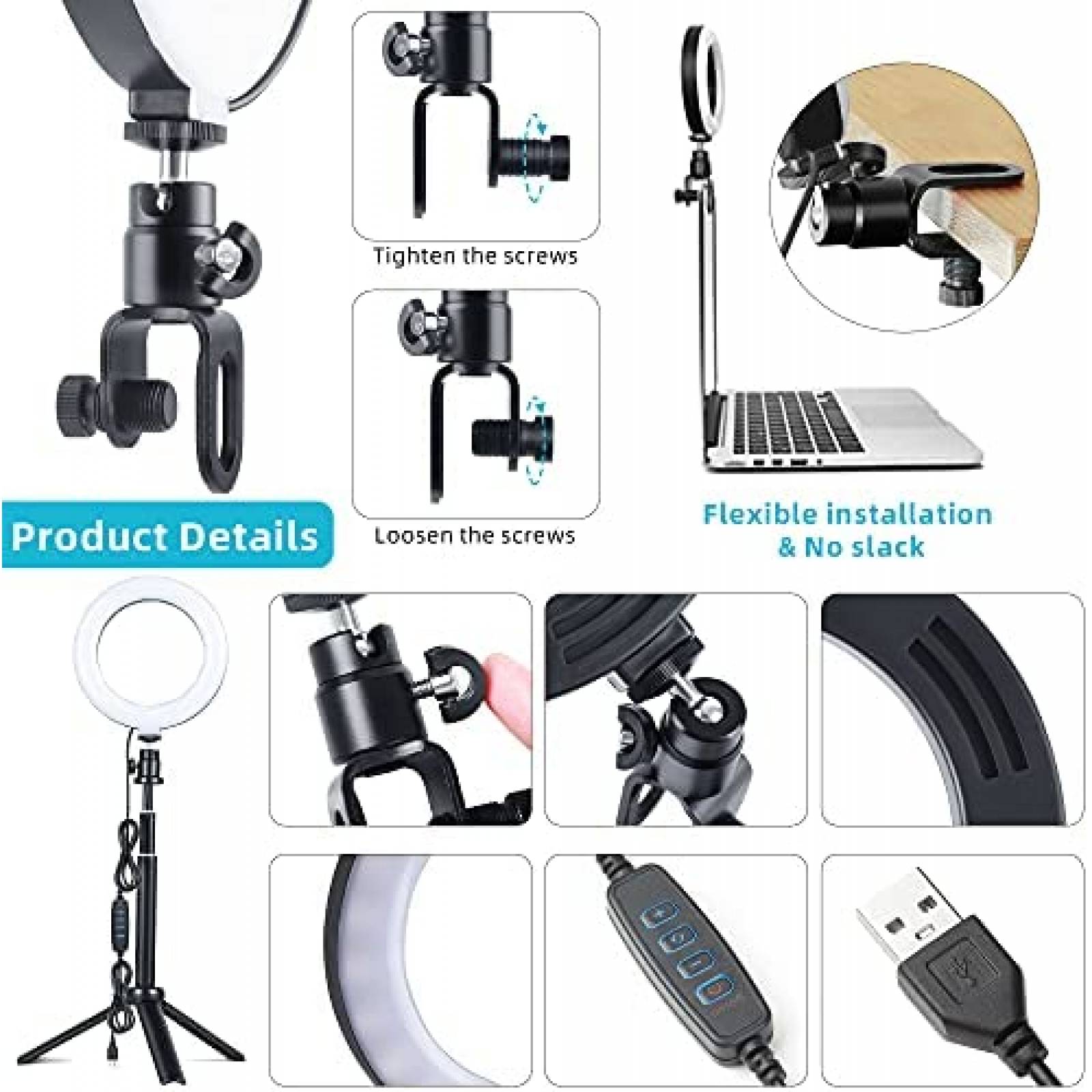 Kit de iluminacion weeylite de 6" con clip tripode ajustable