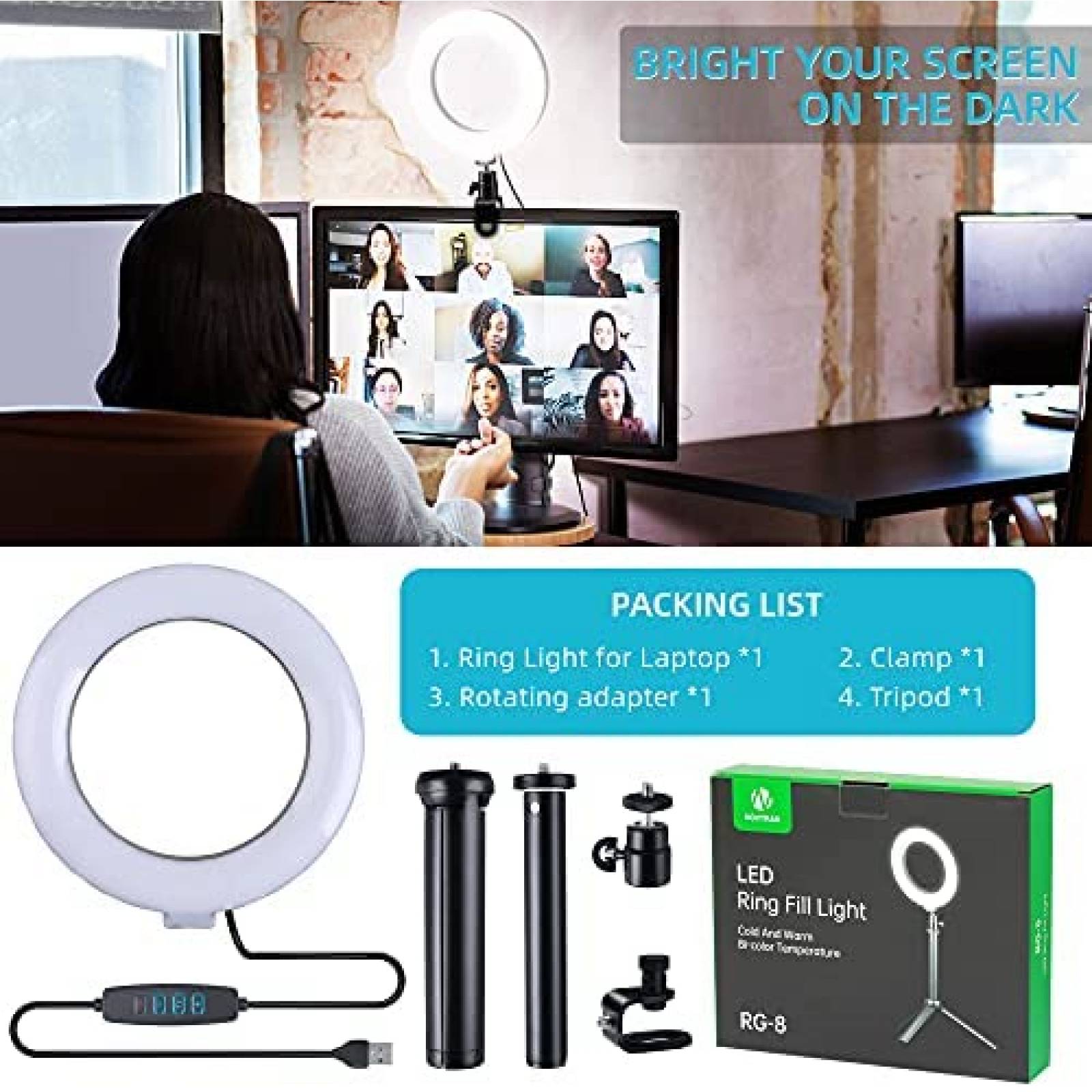 Kit de iluminacion weeylite de 6" con clip tripode ajustable