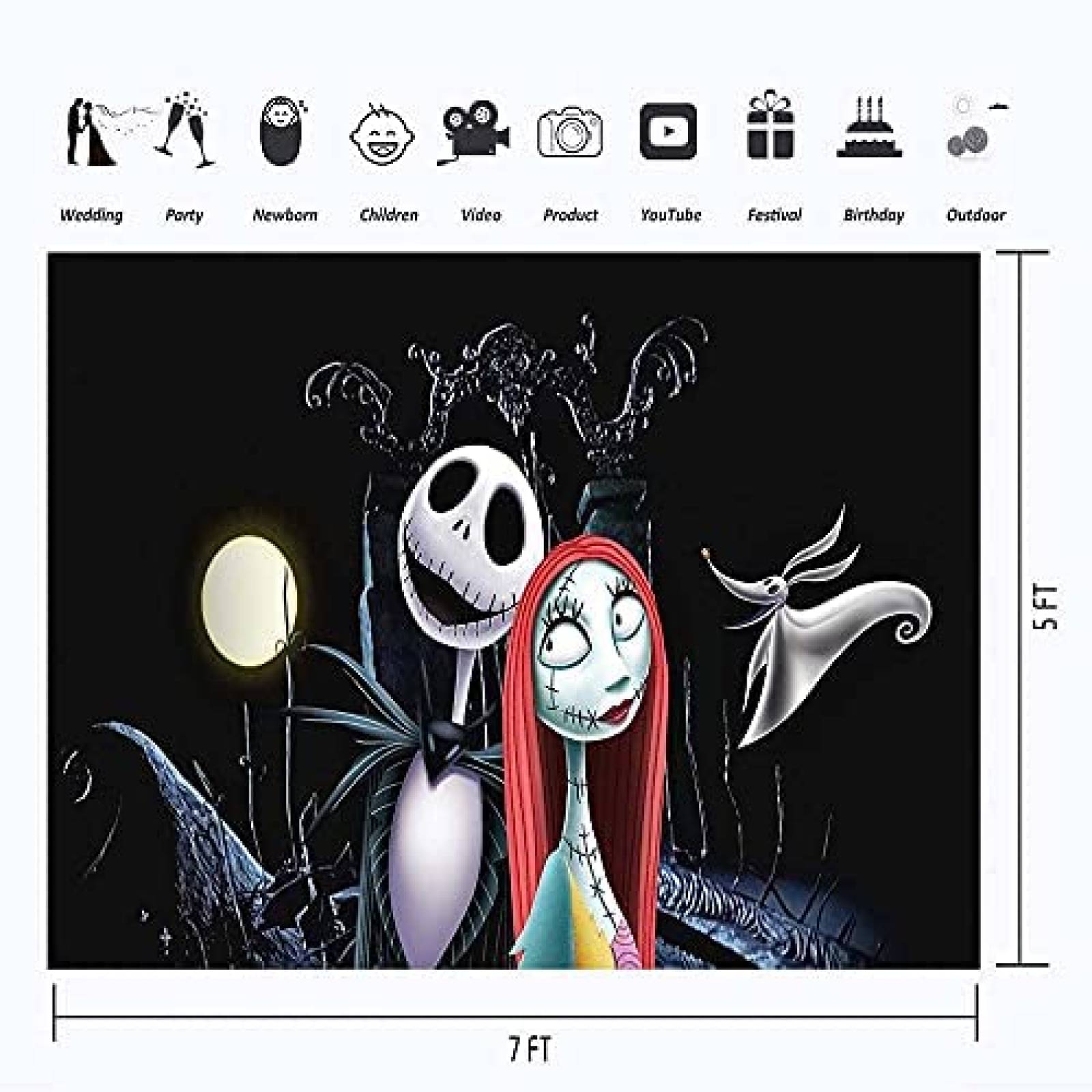 Telon de Fondo Colorwonder El Extraño Mundo de Jack 7x5ft