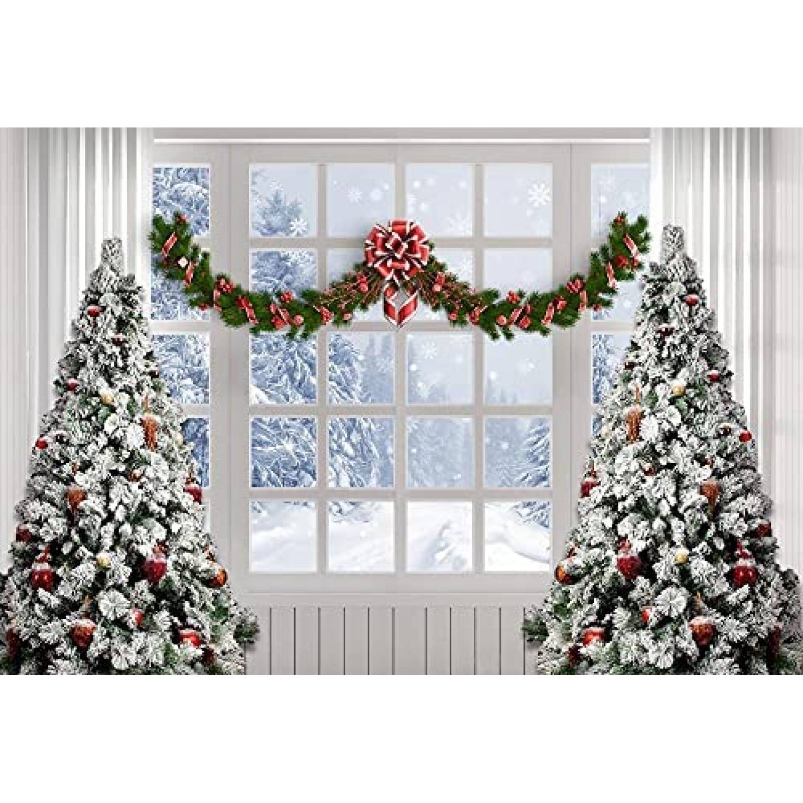 Telon de Fondo Kate Pinos de Navidad 7x5ft de Microfibra