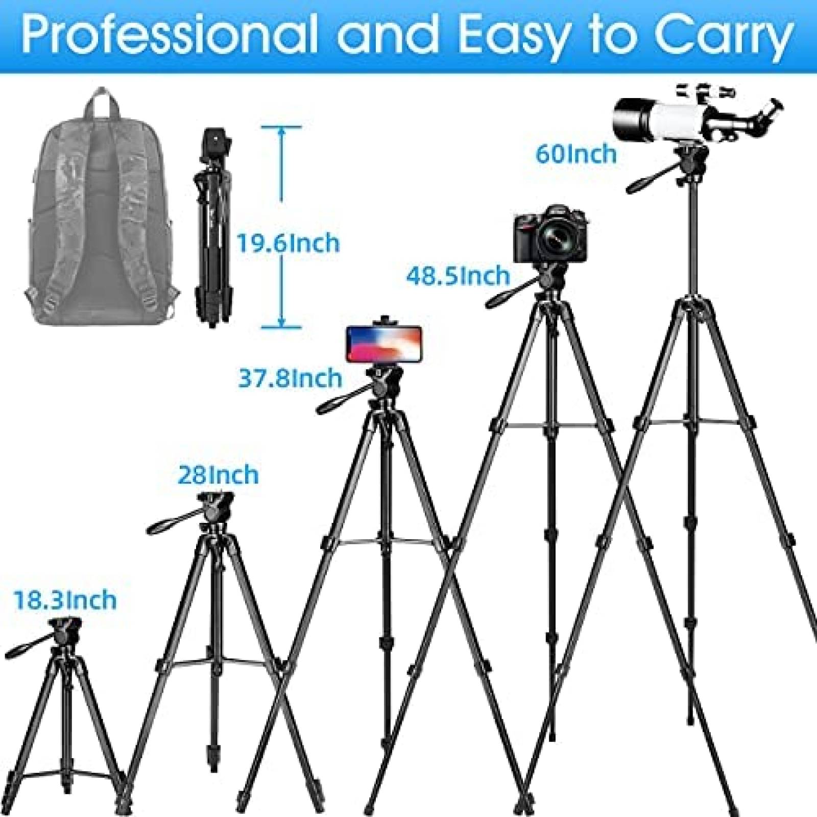 Tripode Lusweimi para camara de 60 pulgadas para telescopio