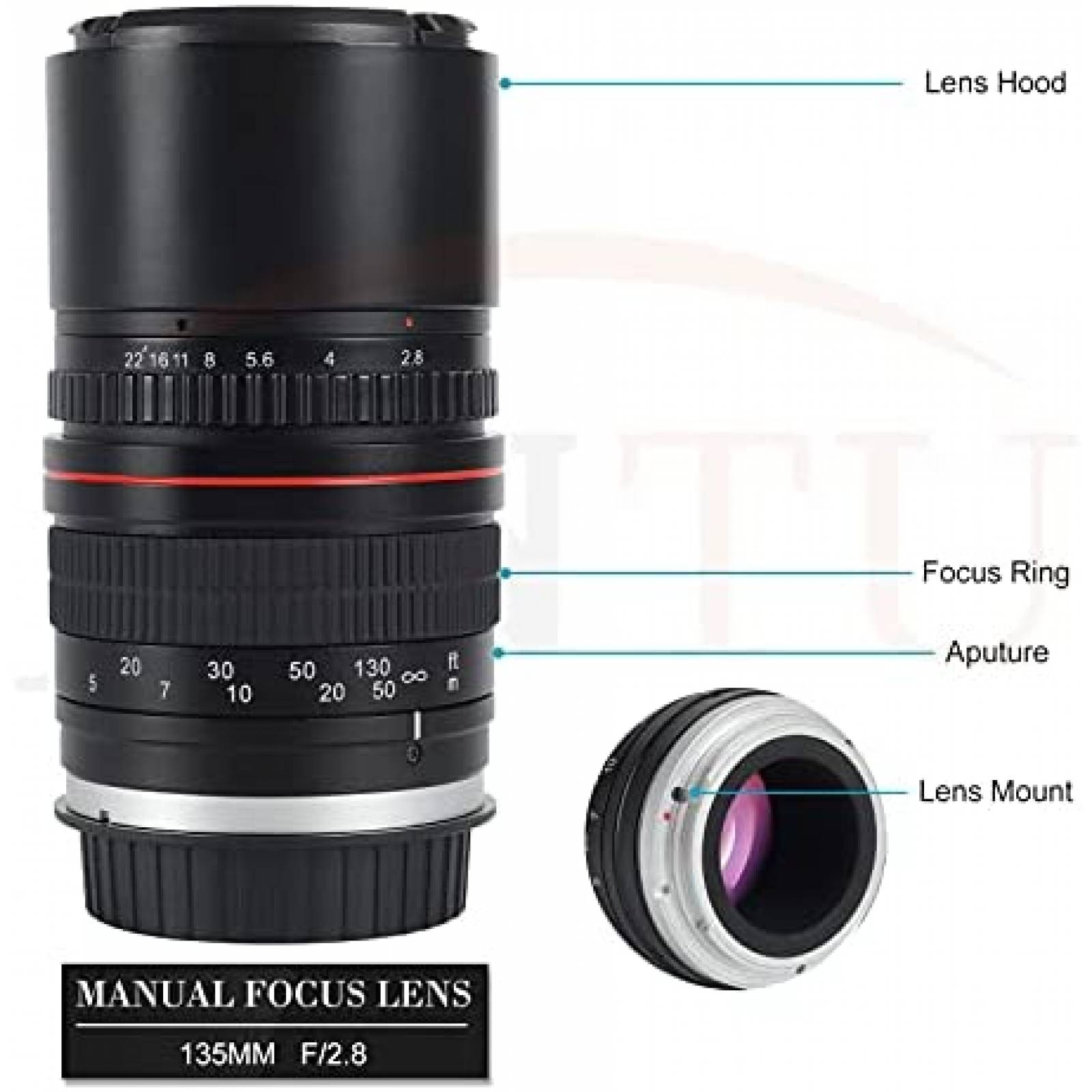 Lente de Camara JINTU de apertura grande de 5.315 in f/2.8