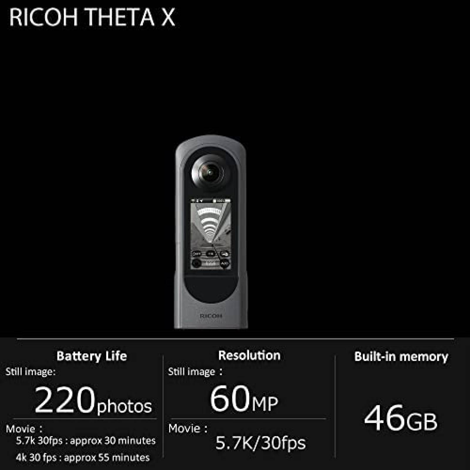 Camara Digital Ricoh Theta X de 360 60MP de Pantalla Tactil