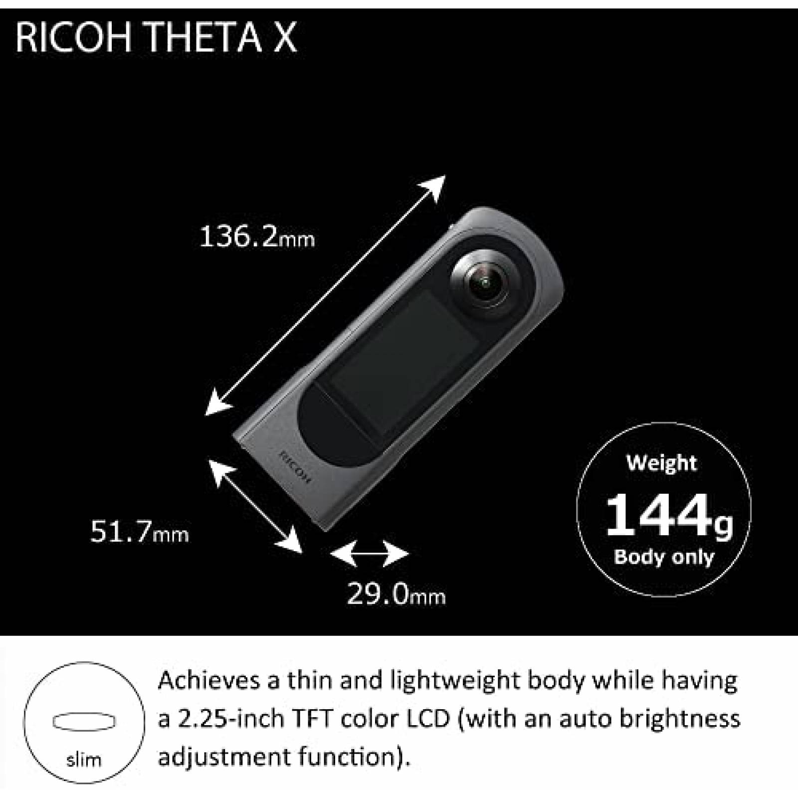 Camara Digital Ricoh Theta X de 360 60MP de Pantalla Tactil