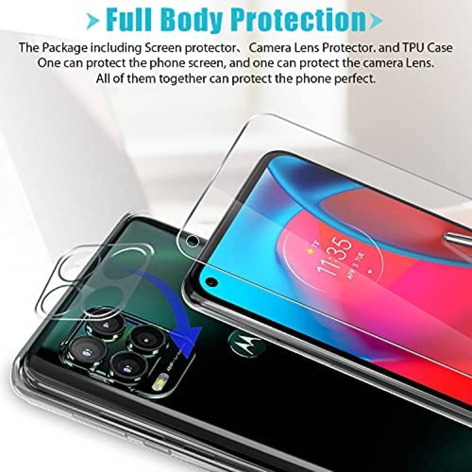 Funda Zeking Para Moto G Stylus 5G + Protector -Transparente