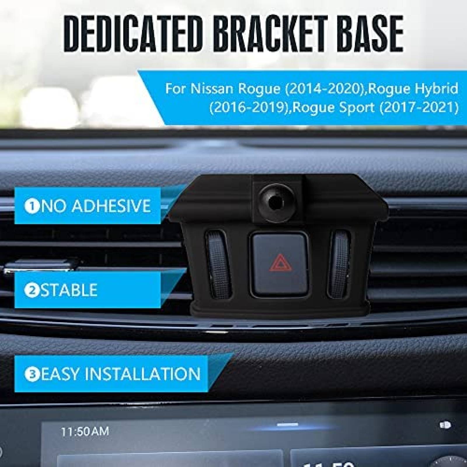 Soporte de Celular CARFIB para Nissan Rogue 2019-22 -Negro