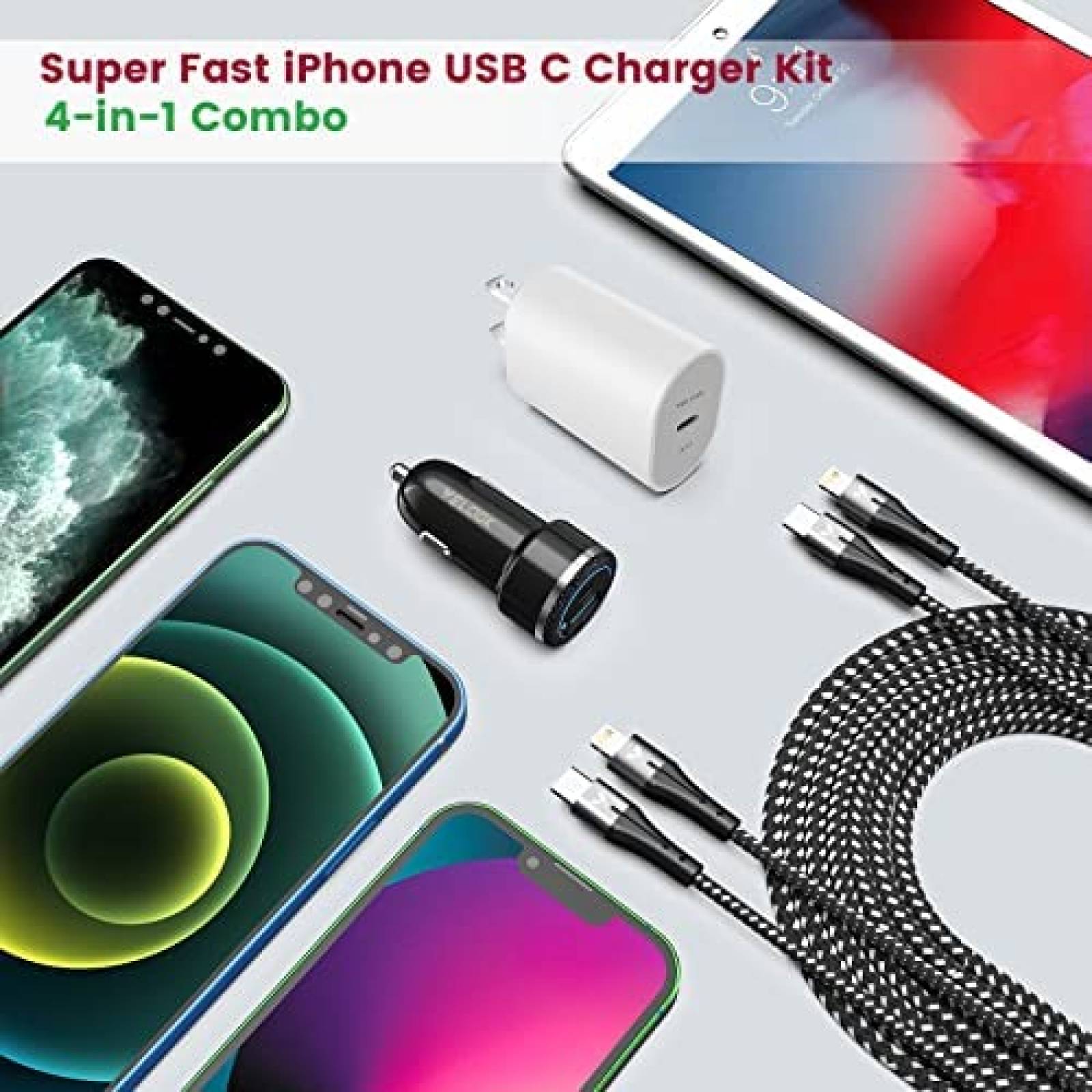 Kit de cargador VELOGK carga rapida para iPhone 20 W -Negro