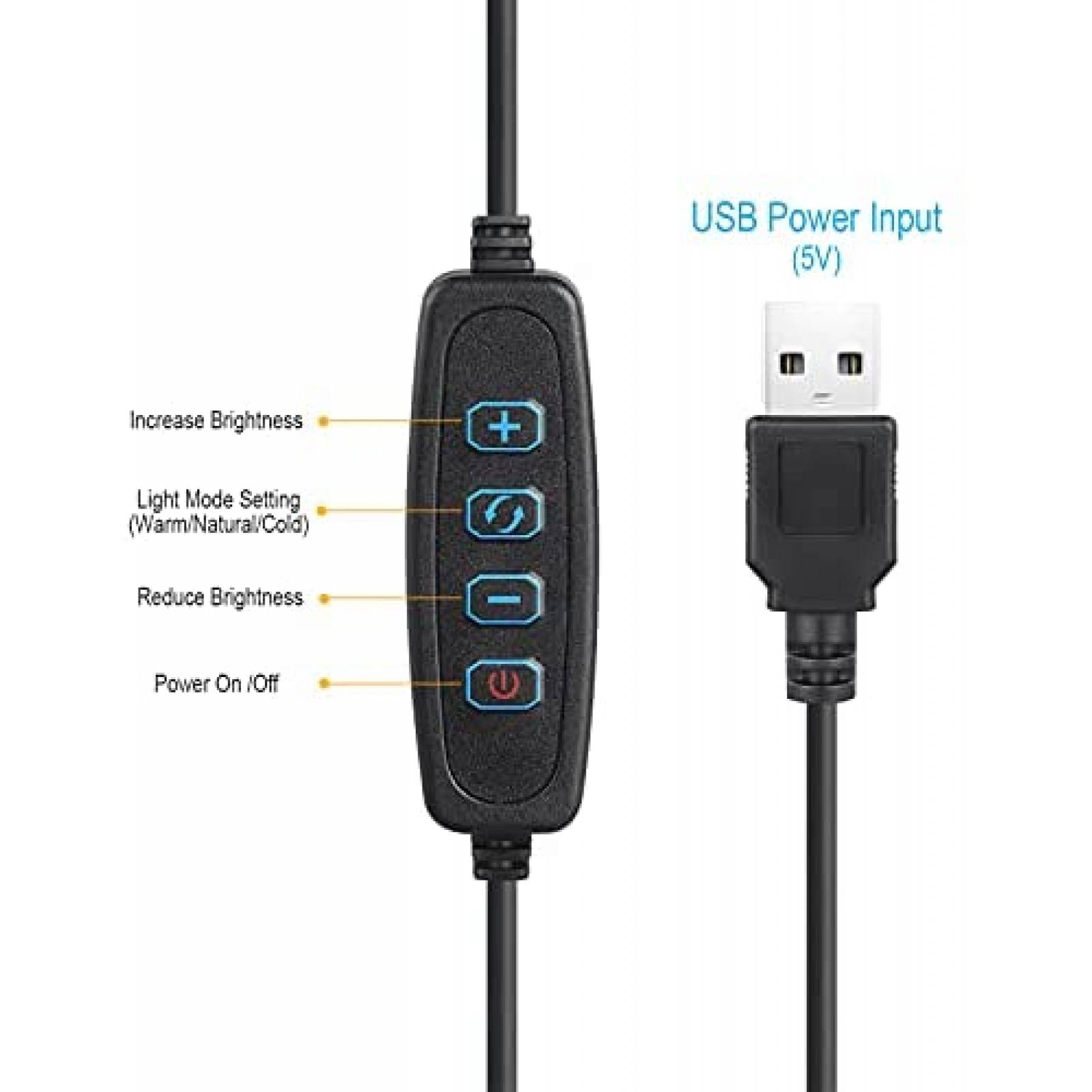 Aro de luz para laptop L'OSIEL 6.3" con clip 2 modos -Negro