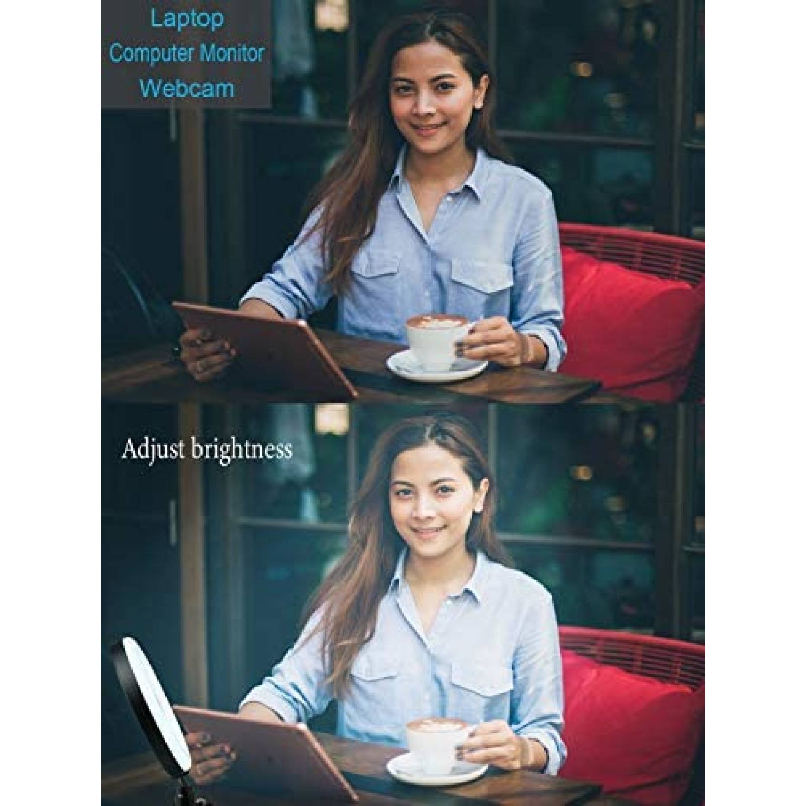 Aro de luz para laptop L'OSIEL 6.3" con clip 2 modos -Negro