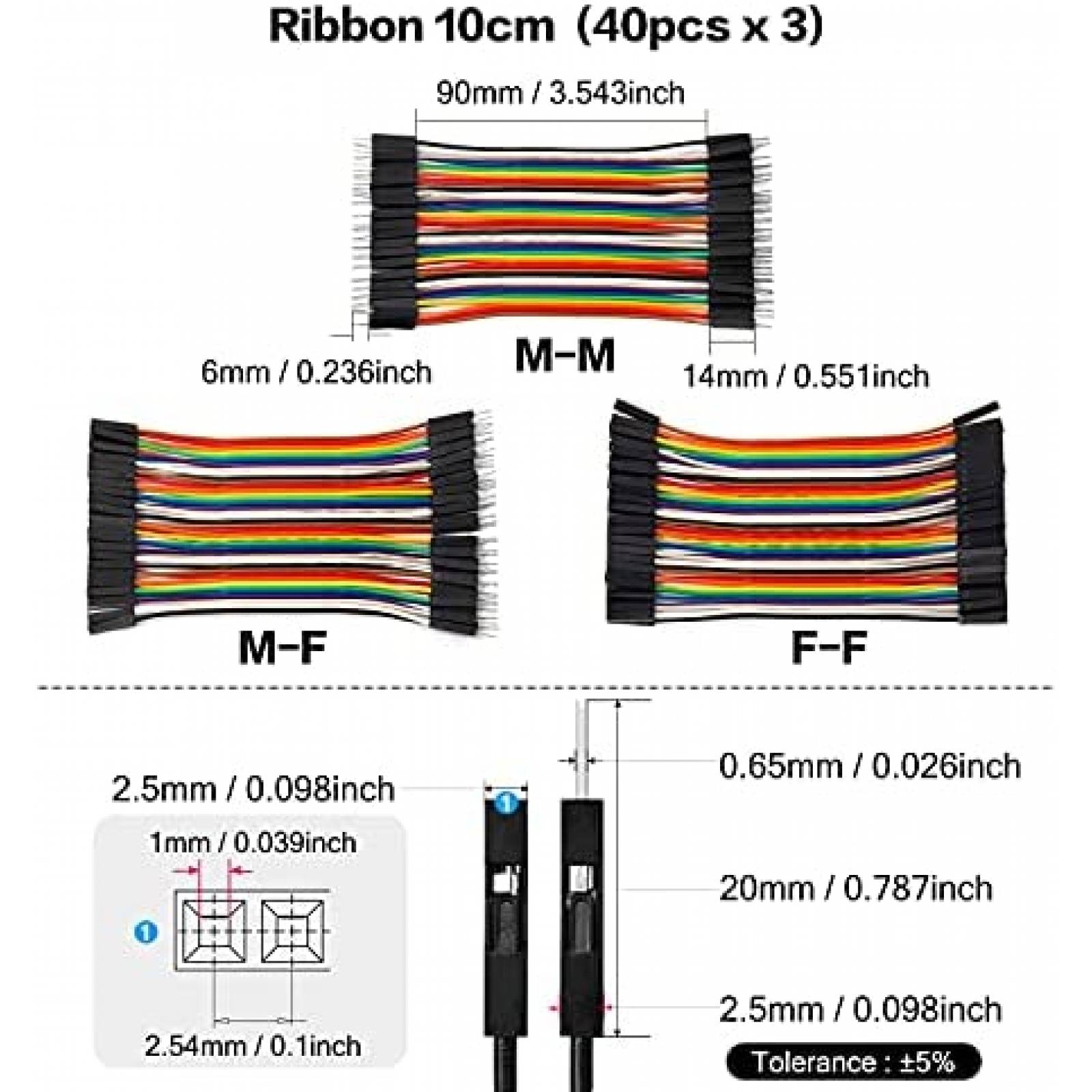 Cable de Linea CHANZON 120 unidades 10cm Kit Macho-Hembra