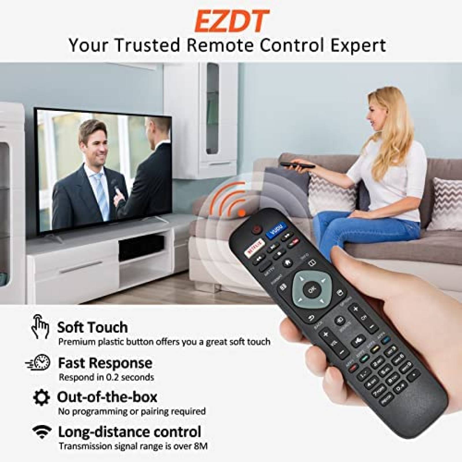 Control Remoto EnzoDirect para Philips Smart TV -Negro