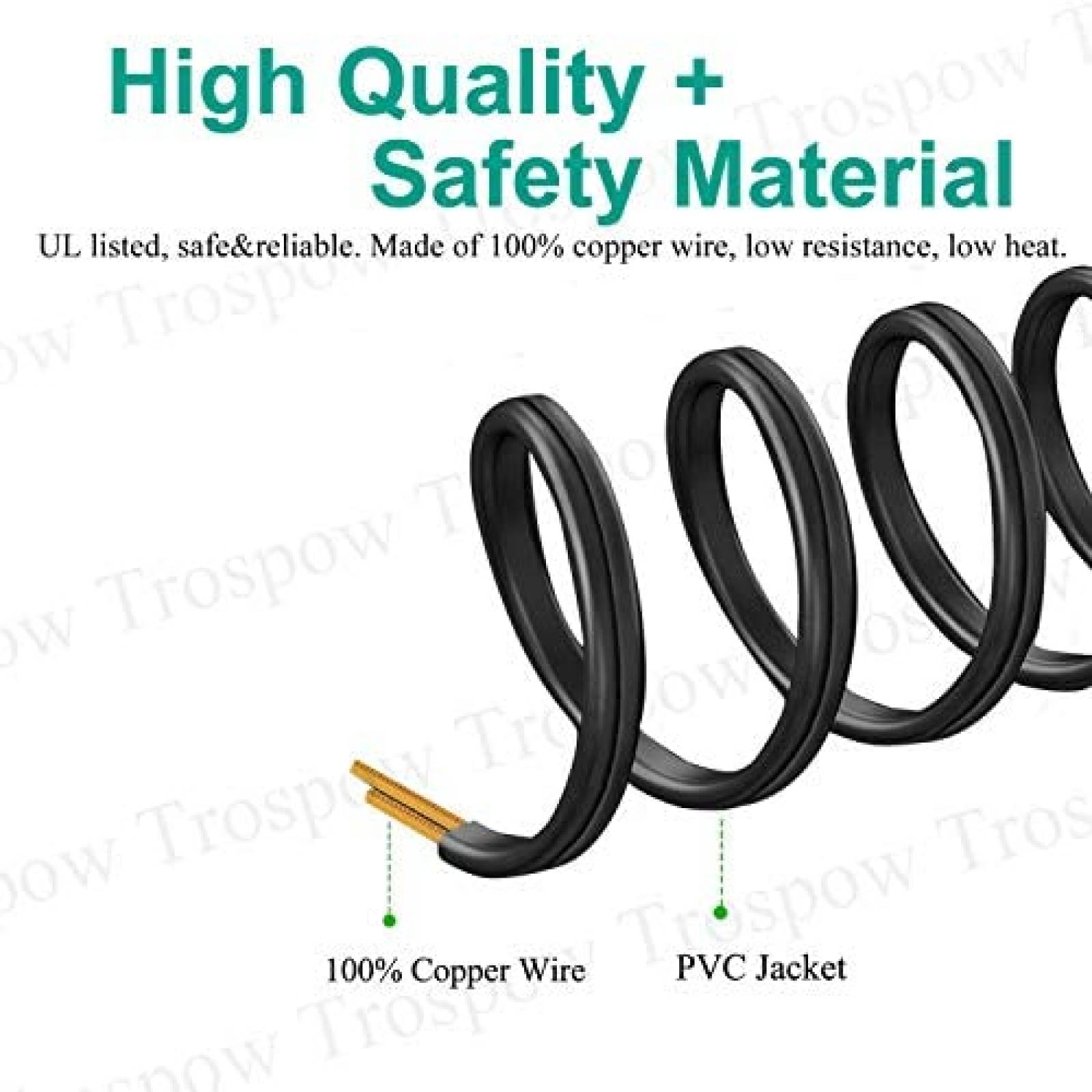 Cable Trospow 8.2ft para Maquina de Coser Brother -Negro