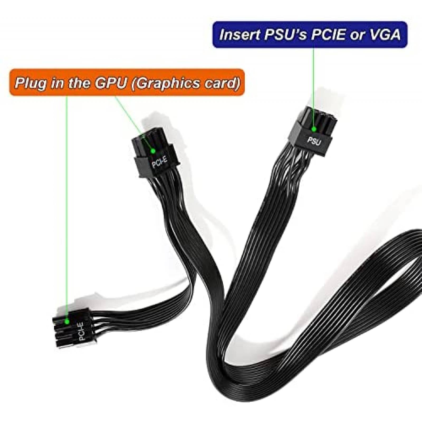 Cable PSU VGA macho a PCIe dual OUCAXIA 8-pin -Negro