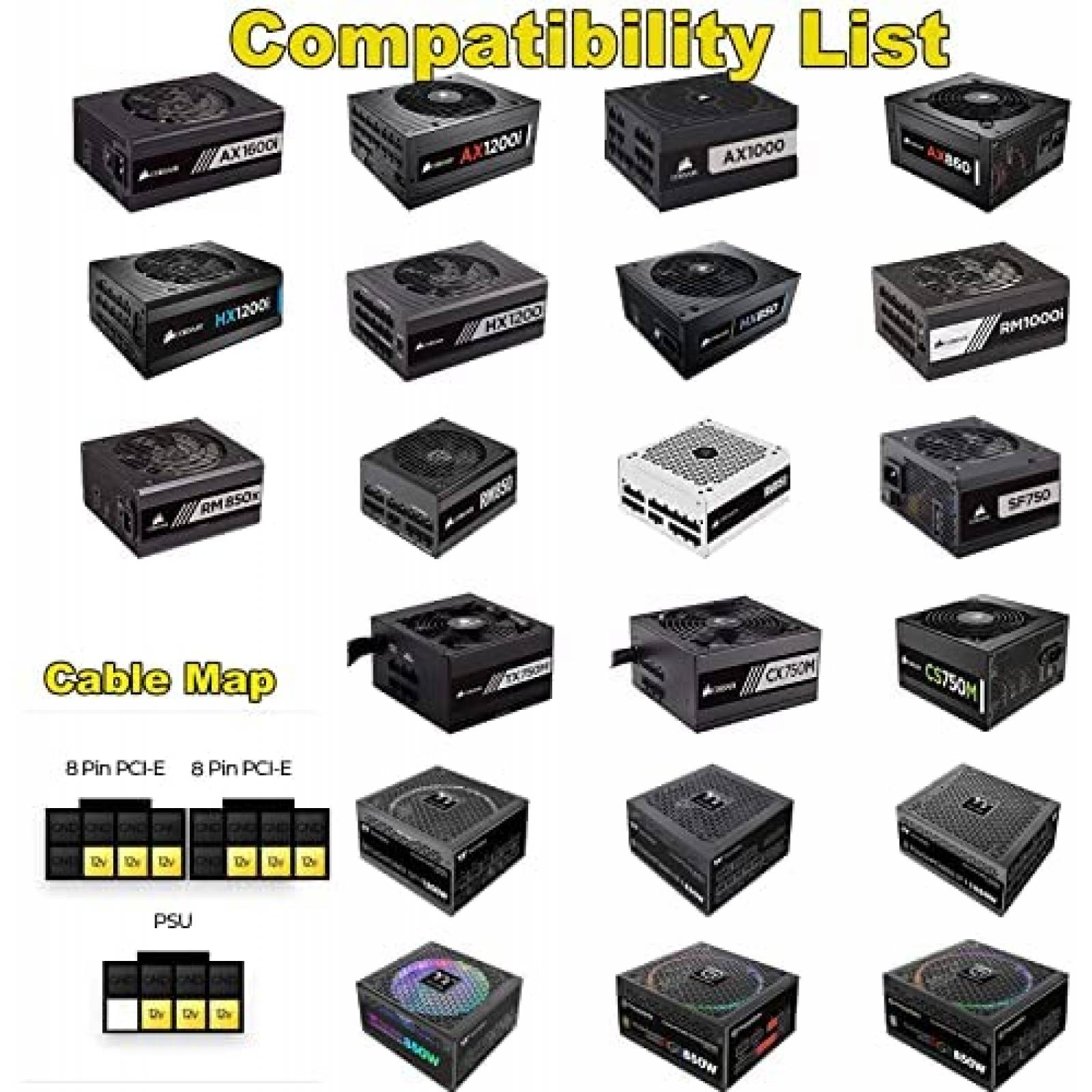 Cable PSU VGA macho a PCIe dual OUCAXIA 8pin Negro