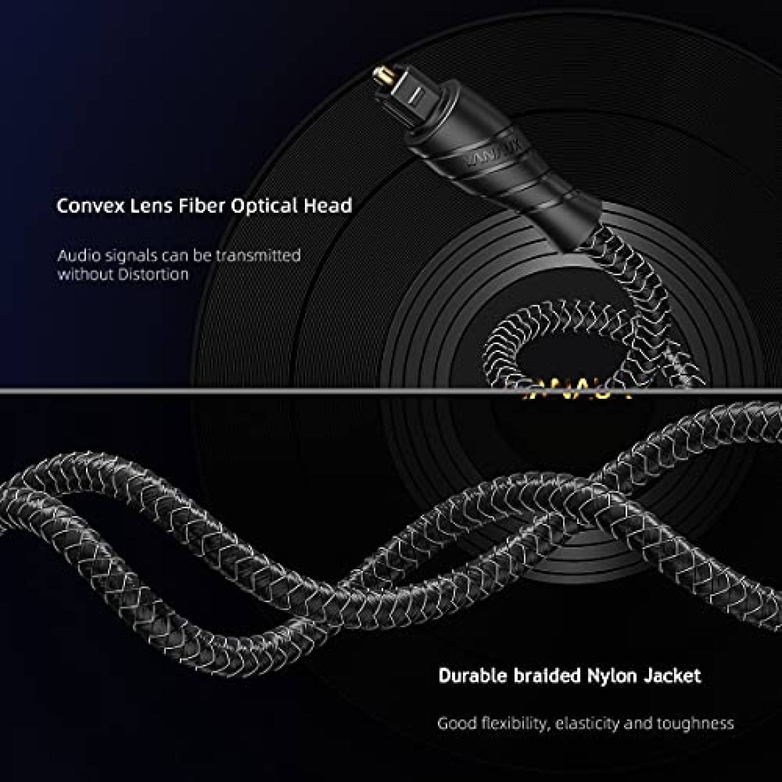 Cable optico VANAUX de audio digital 16.4 ft -Negro