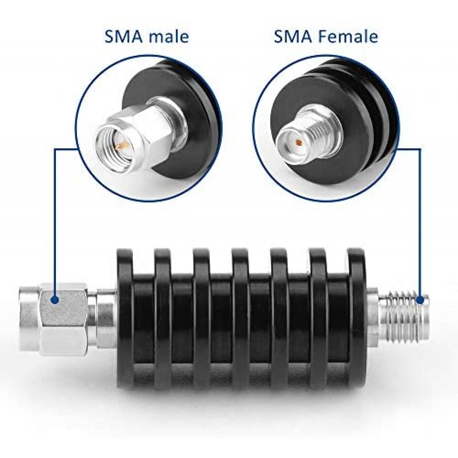 Atenuador ZDTECH SMA macho a SMA hembra coaxial RF -Negro