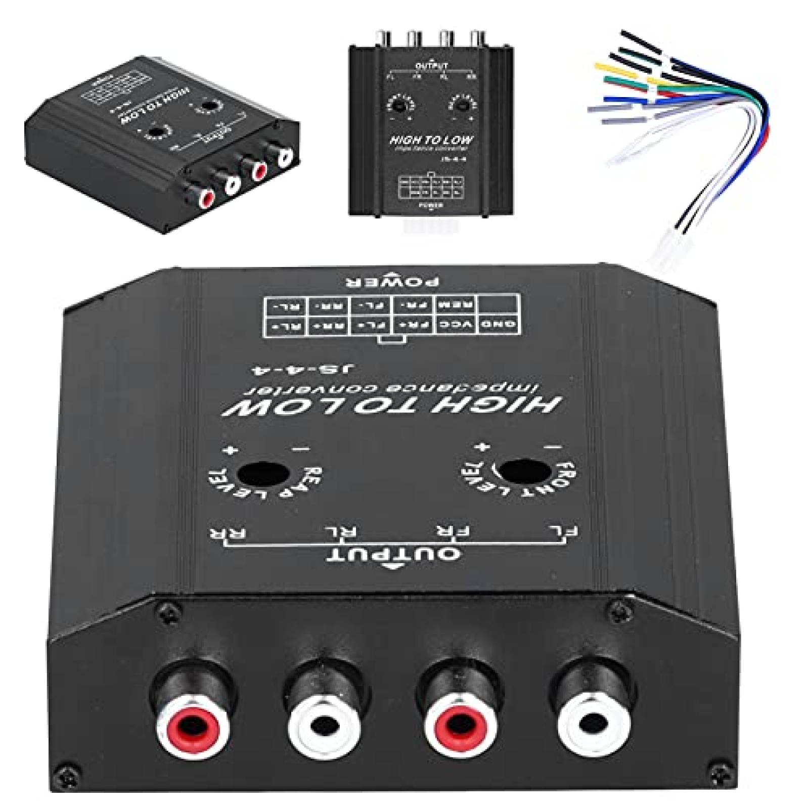 Convertidor Audio Qqmora 12 V 4 Canales Conector RCA -Negro