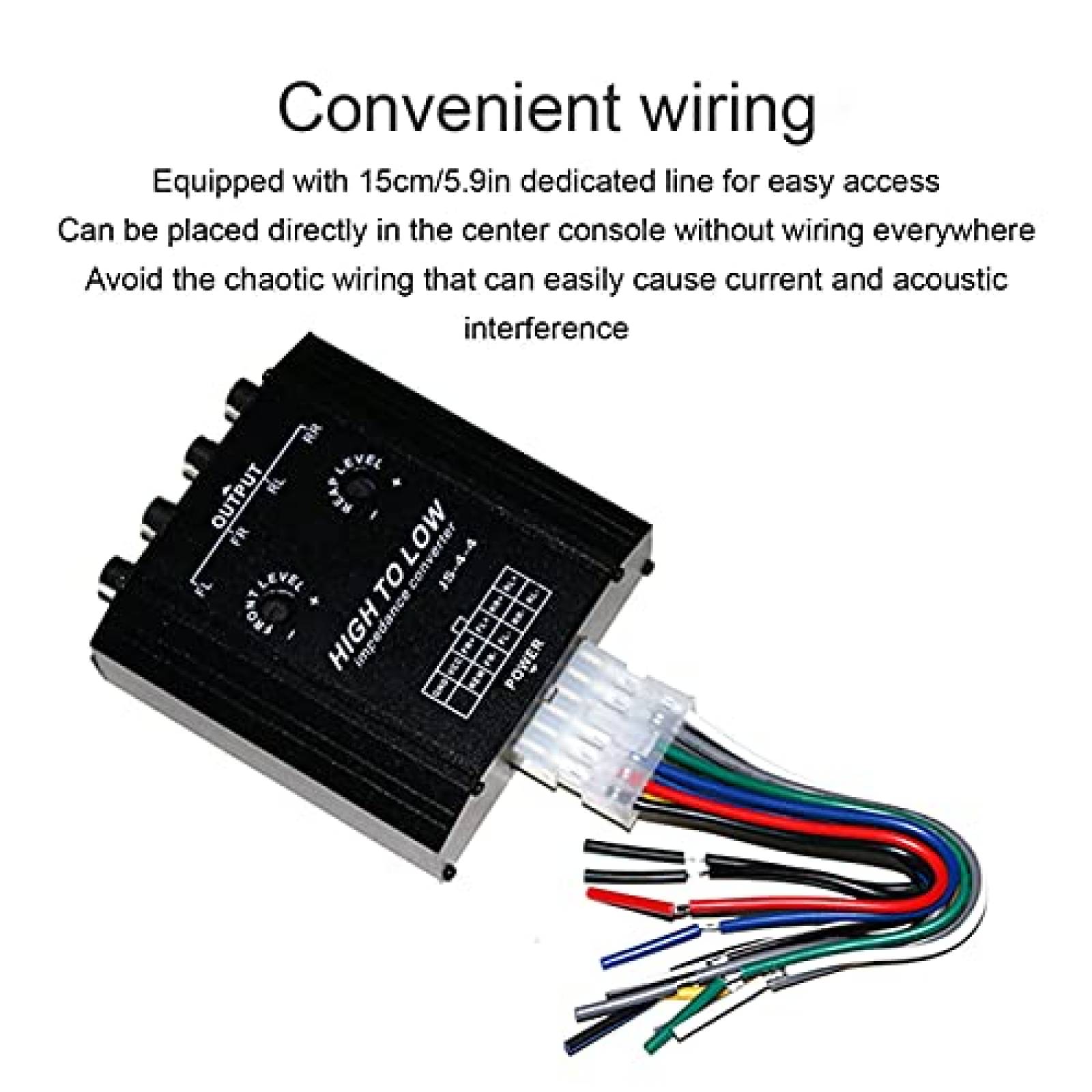 Convertidor Audio Qqmora 12 V 4 Canales Conector RCA -Negro