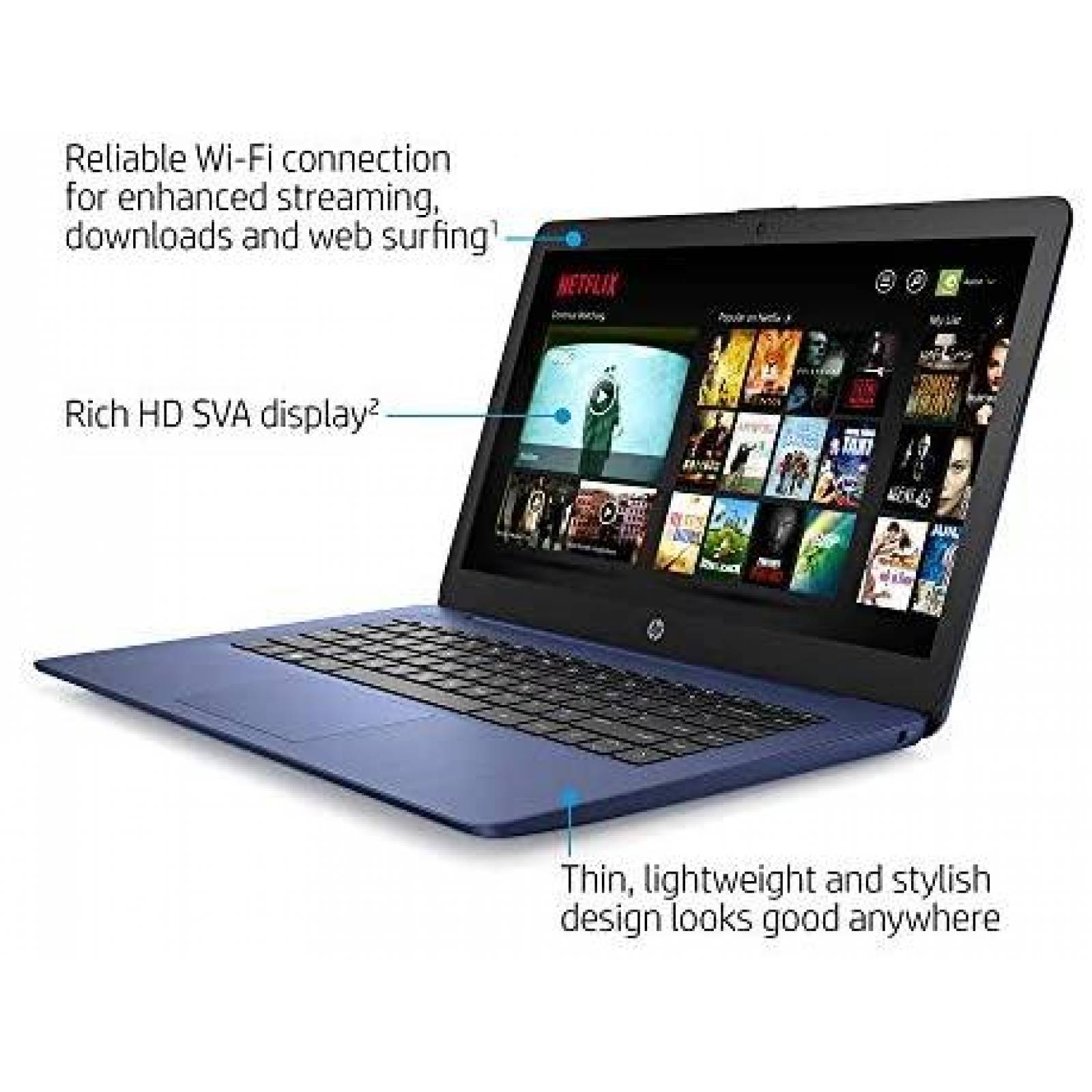Laptop HP Intel Celeron N4000 4GB RAM 64GB SSD 14'' -Azul