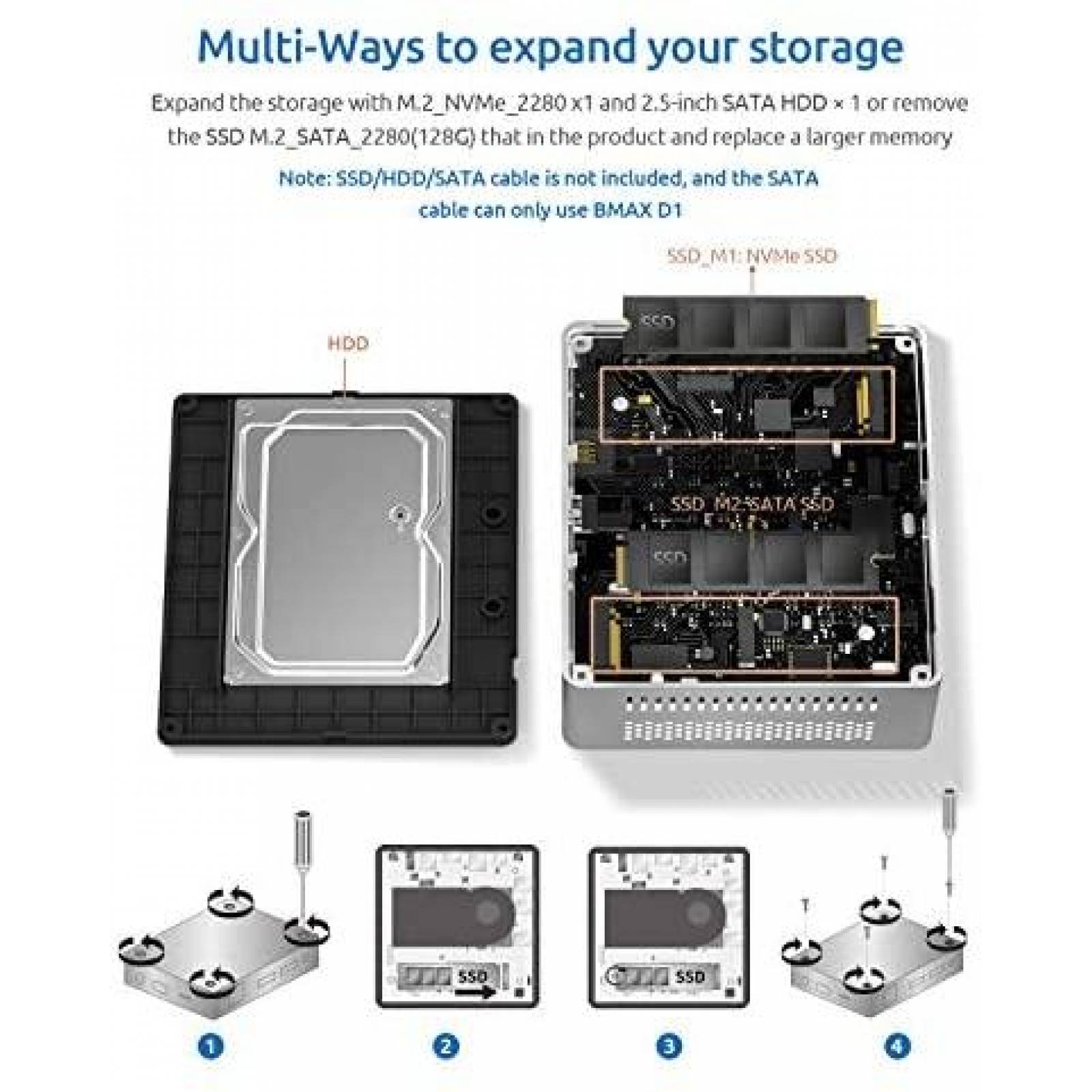 Mini PC Bmax J4115 Wi-Fi HDMI USB 3.0 Win10 4K 60Hz 8GB