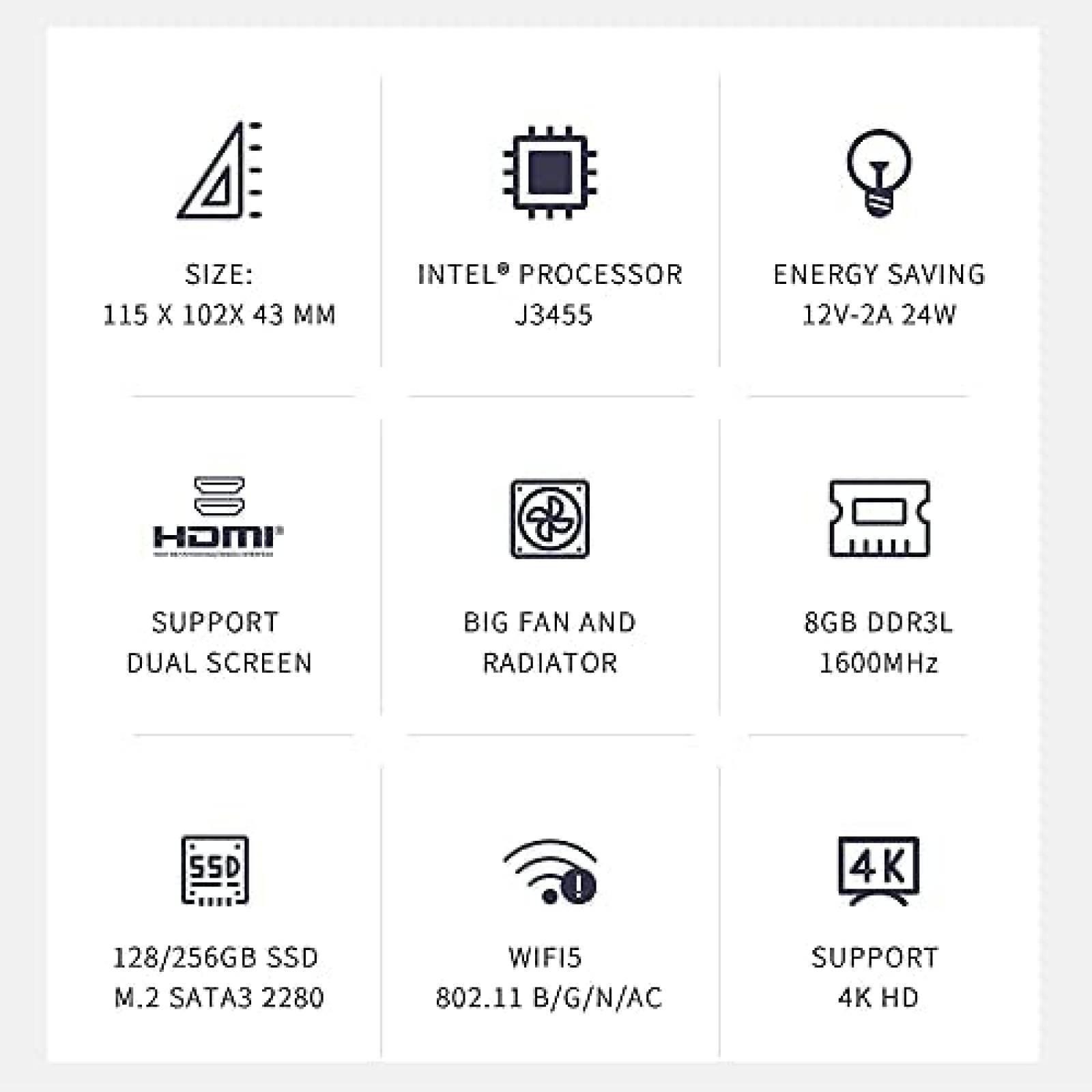 Mini PC Beelink GK35 J3455 8G /128G SSD Windows 10 Pro