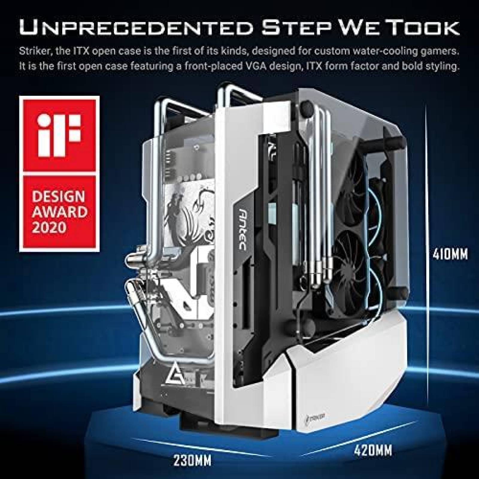Gabinete Antec Striker Aluminum and Steel ITX - Blanco