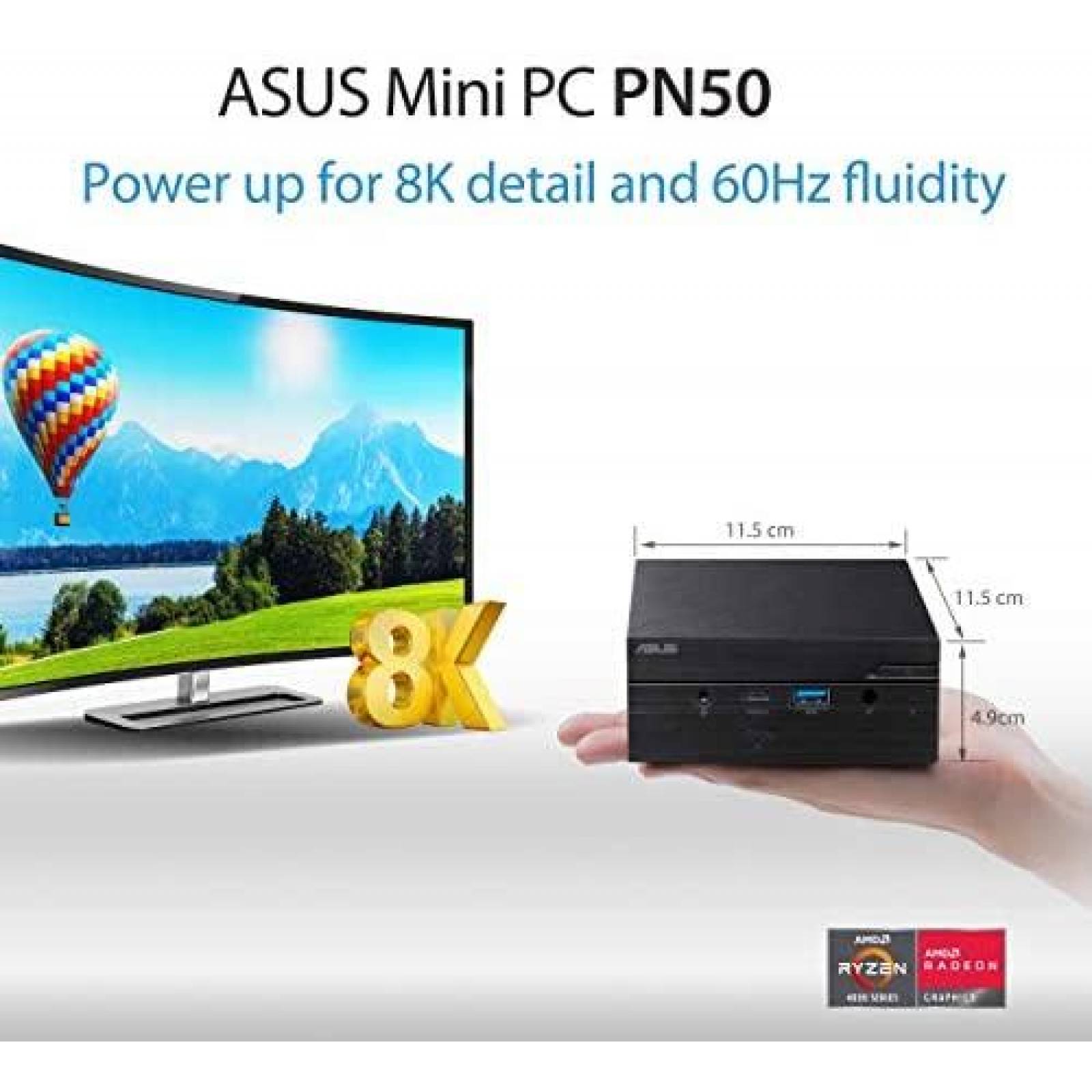 Mini PC ASUS PN50 Barebone AMD Ryzen R3-4300U de 4 Nucleos