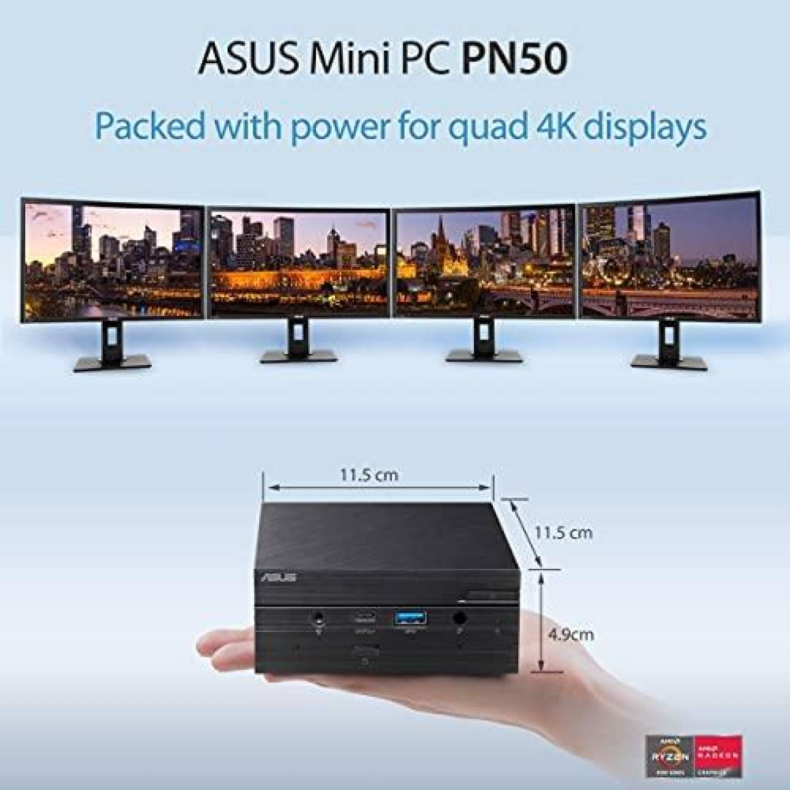 Mini PC ASUS PN50 Barebone AMD Ryzen R3-4300U de 4 Nucleos