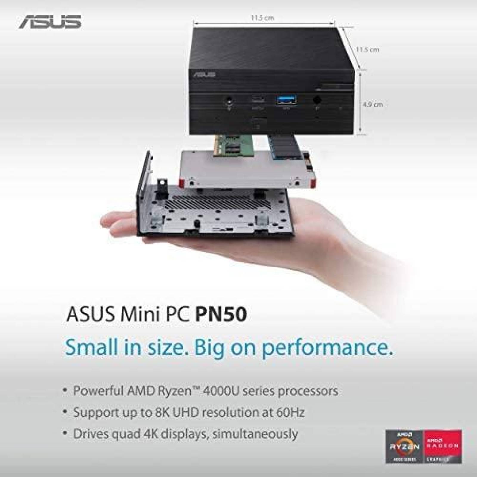 Mini PC ASUS PN50 Barebone AMD Ryzen R3 4300U de 4 Nucleos