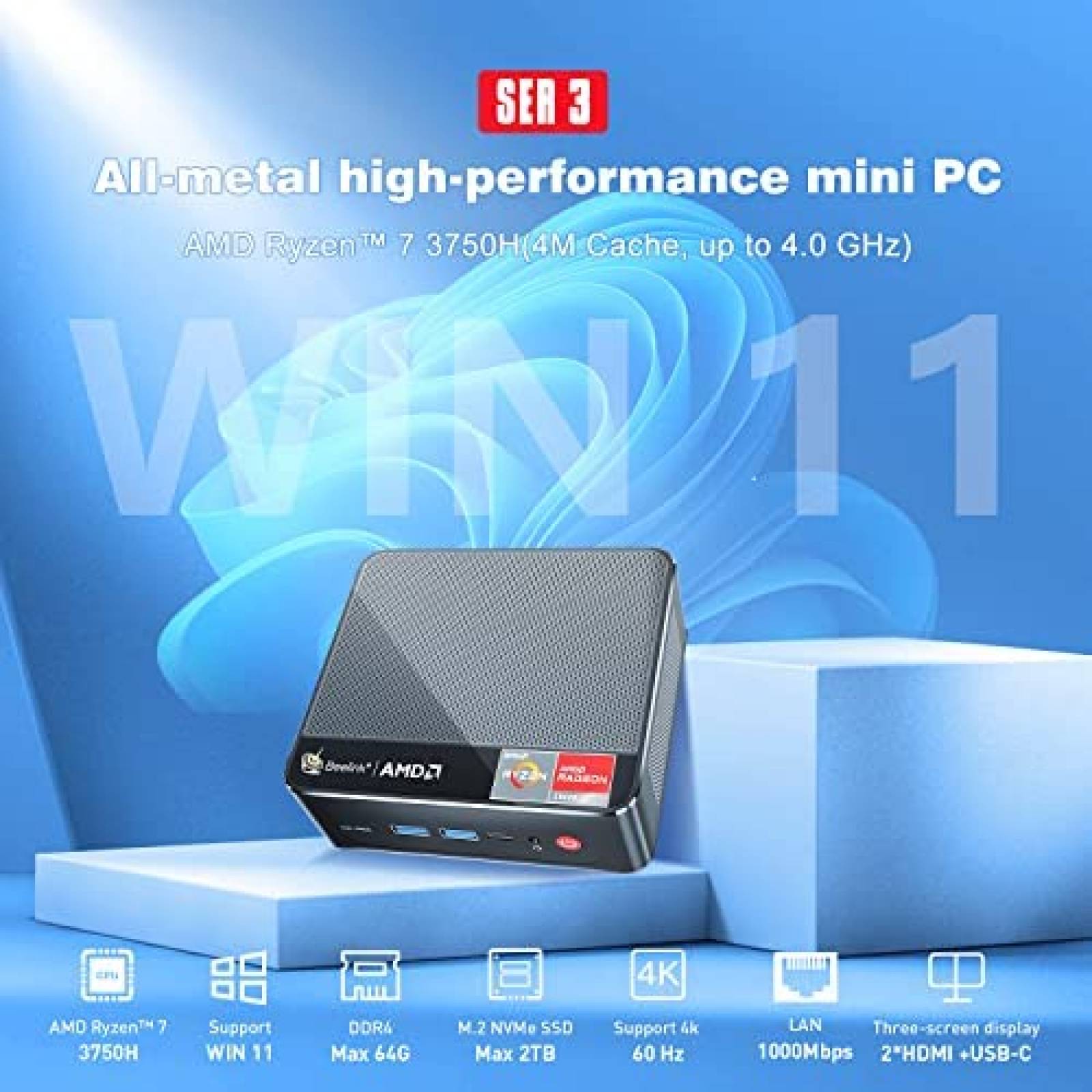 Mini PC Beelink SER3 Ryzen 7 16GB RAM 500GB Windows 11