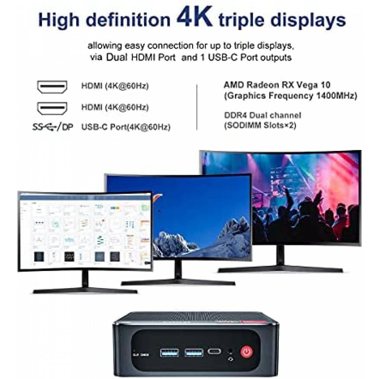 Mini PC Beelink SER Ryzen 7 Windows 10 Pro 16 GB RAM + 500GB