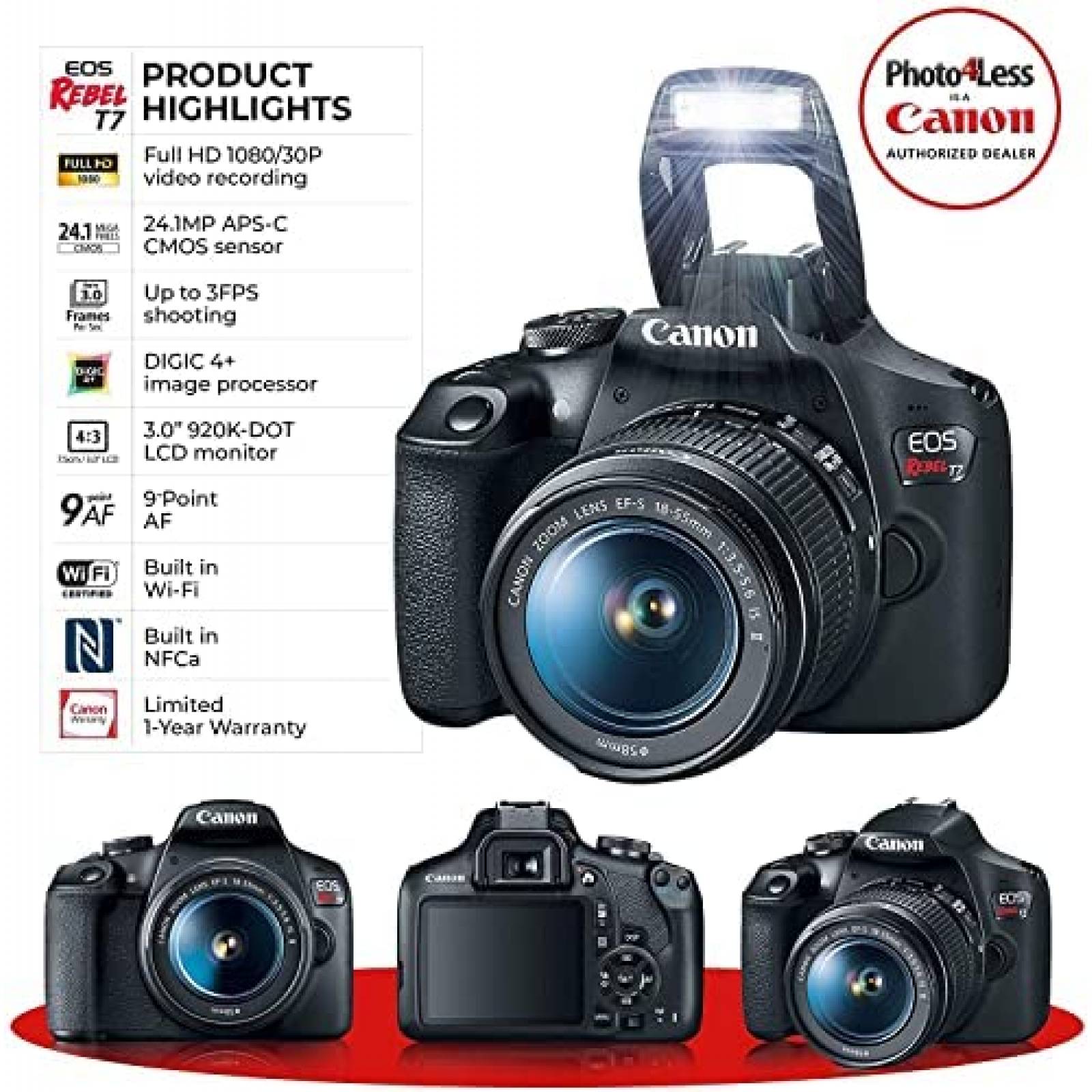 Kit de Fotografia PHOTO4LESS de Canon EOS Rebel T7