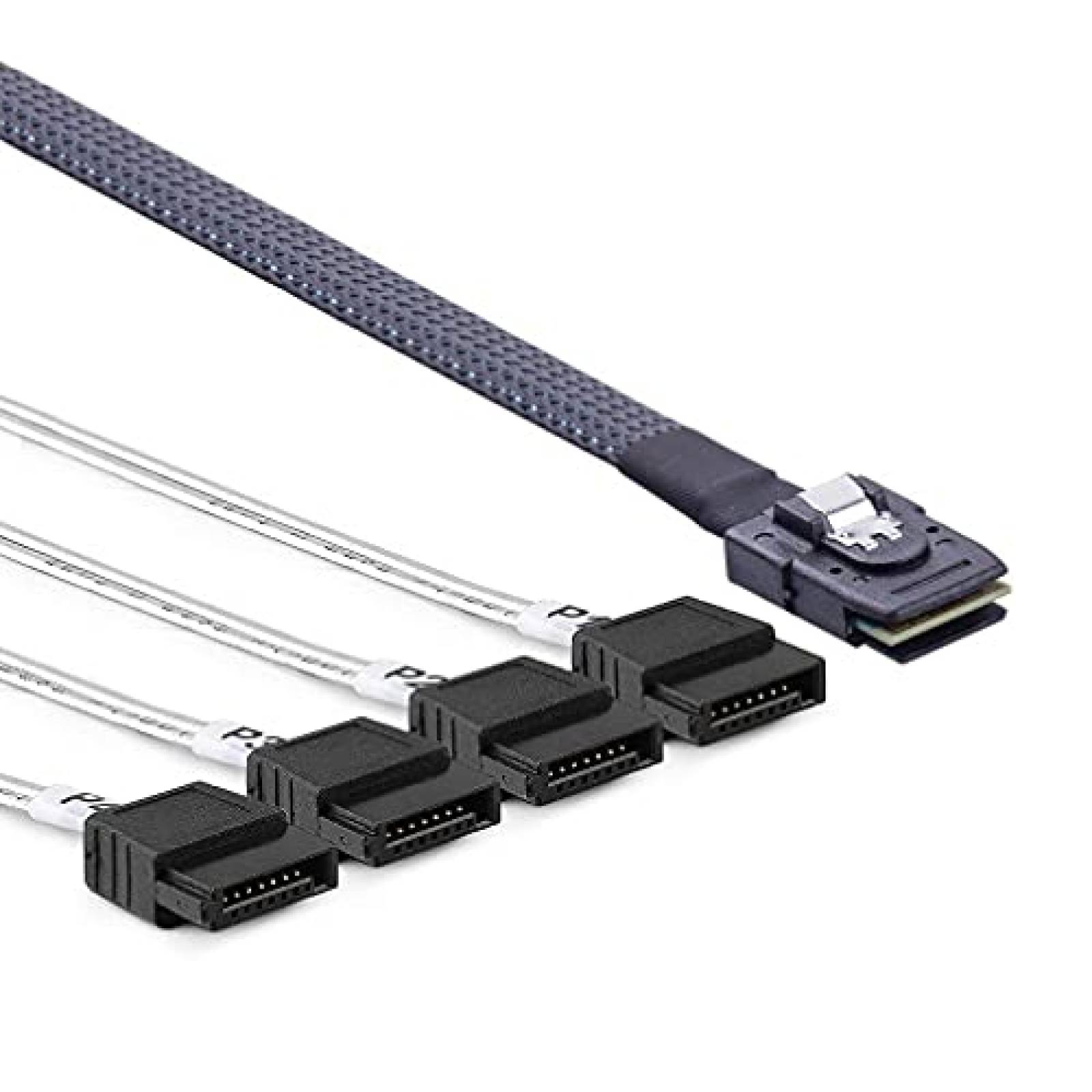 Cable SATA 10Gtek SFF-8087 Macho a 4X SATA de 0.8M -Negro