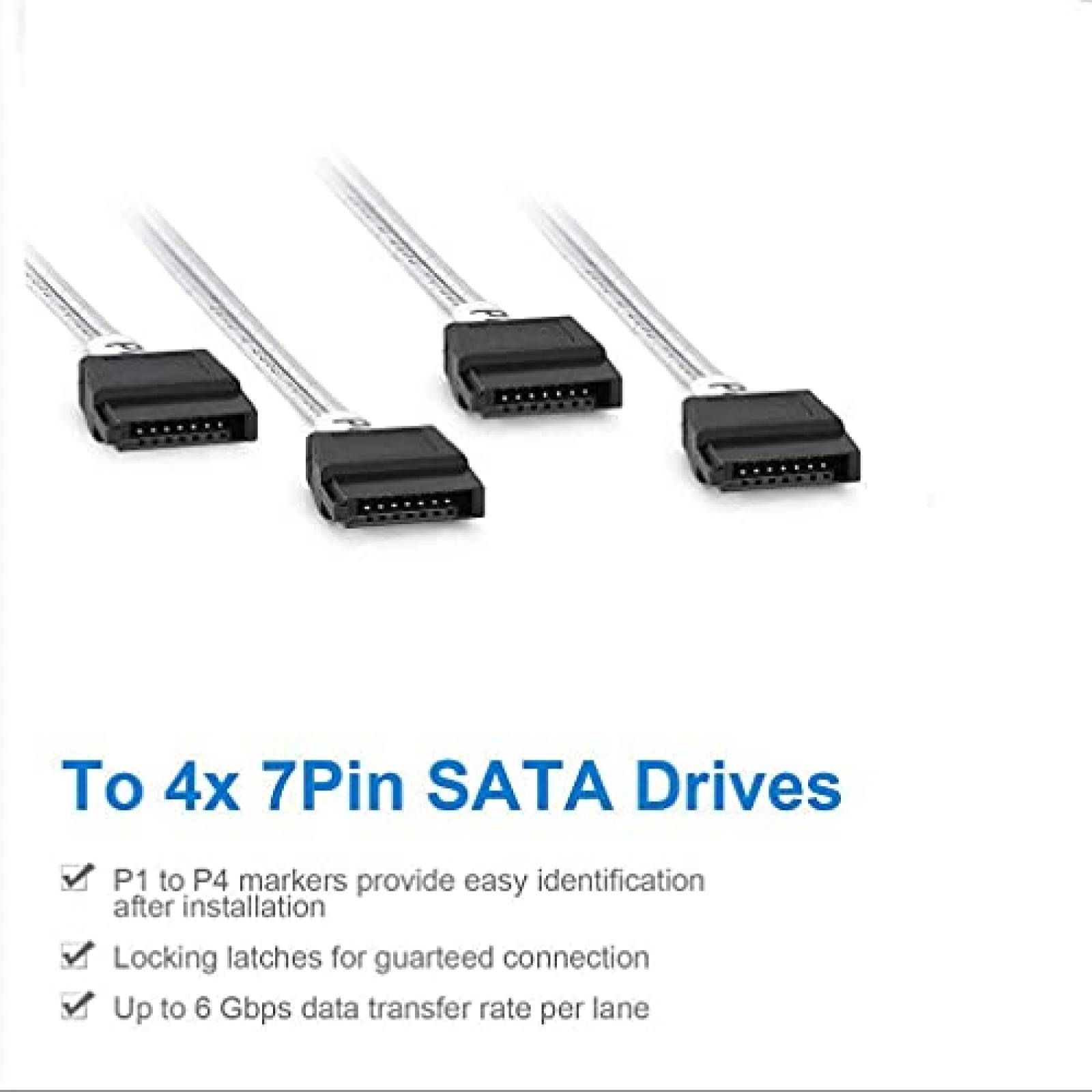 Cable SATA 10Gtek SFF-8087 Macho a 4X SATA de 0.8M -Negro