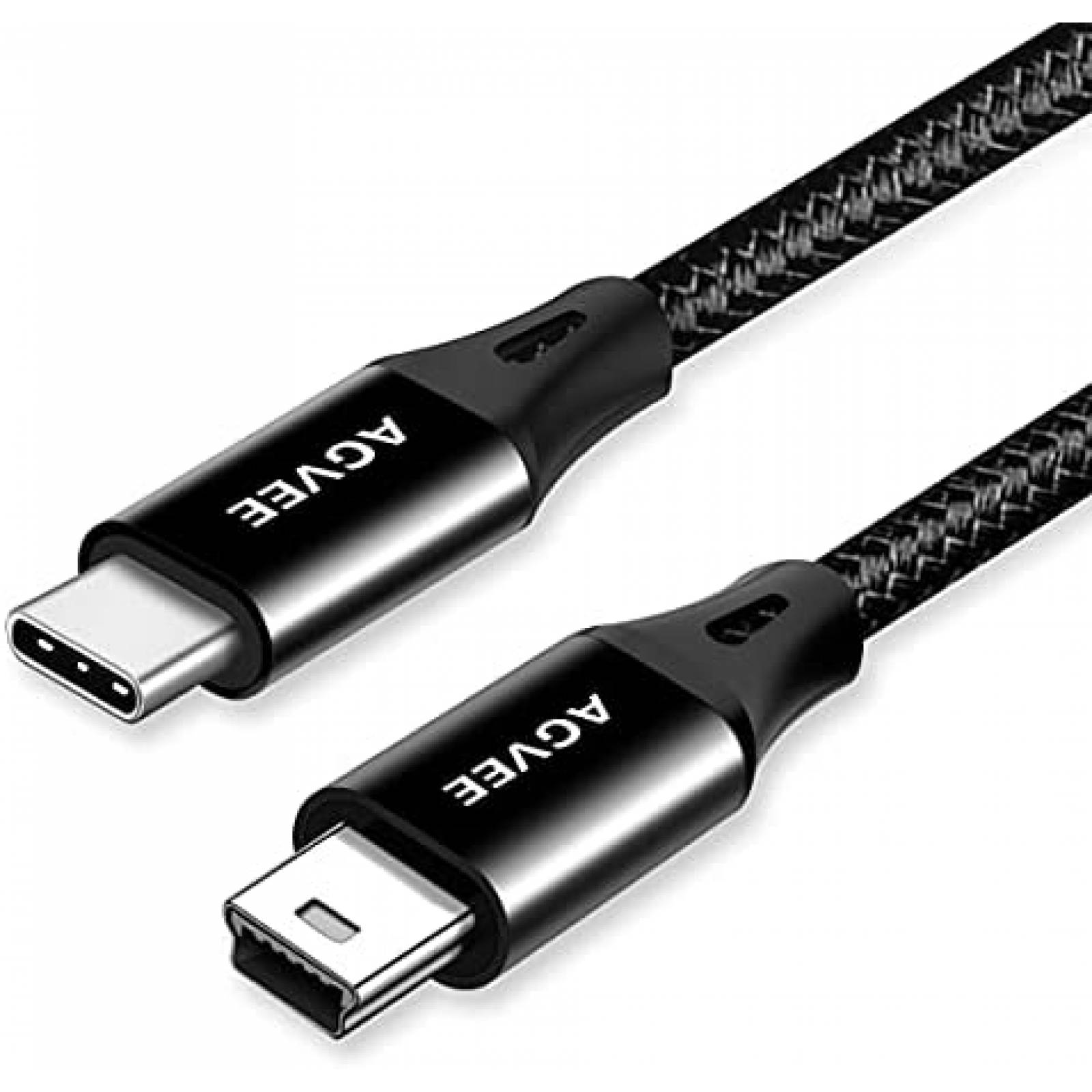 Cable AGVEE 2 Pzs 10 FTCarga USB-C a Mini USB -Negro