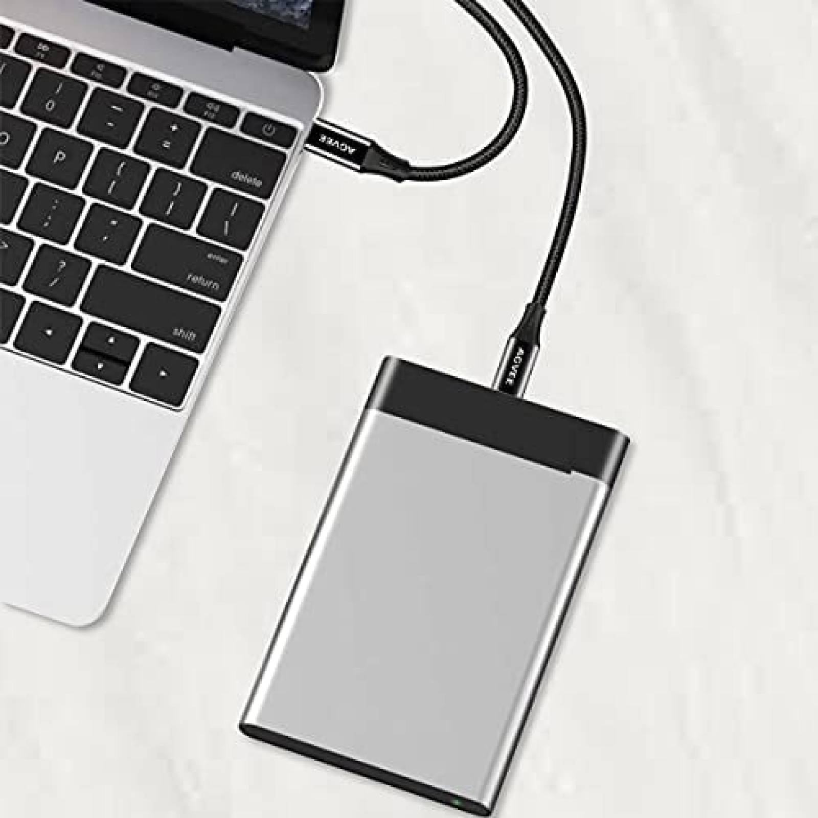 Cable AGVEE 2 Pzs 10 FTCarga USB-C a Mini USB -Negro