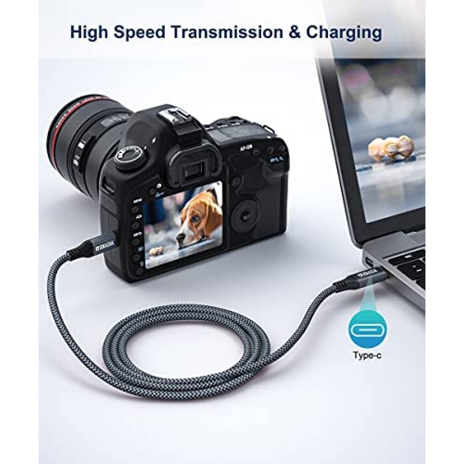 Cable USB AkoaDa Mini B a USB C de 10 ft Paquete de 2 -Gris