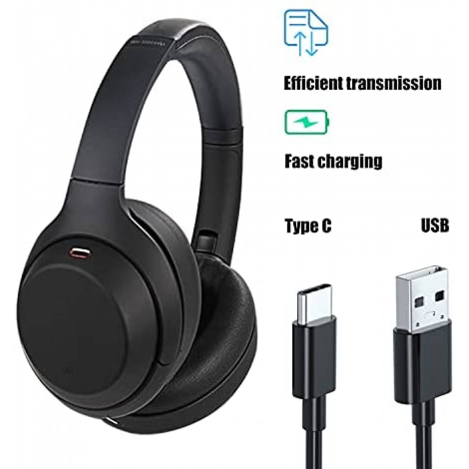 Cable Cargador Ancable 3ft para Audifonos Sony -Negro