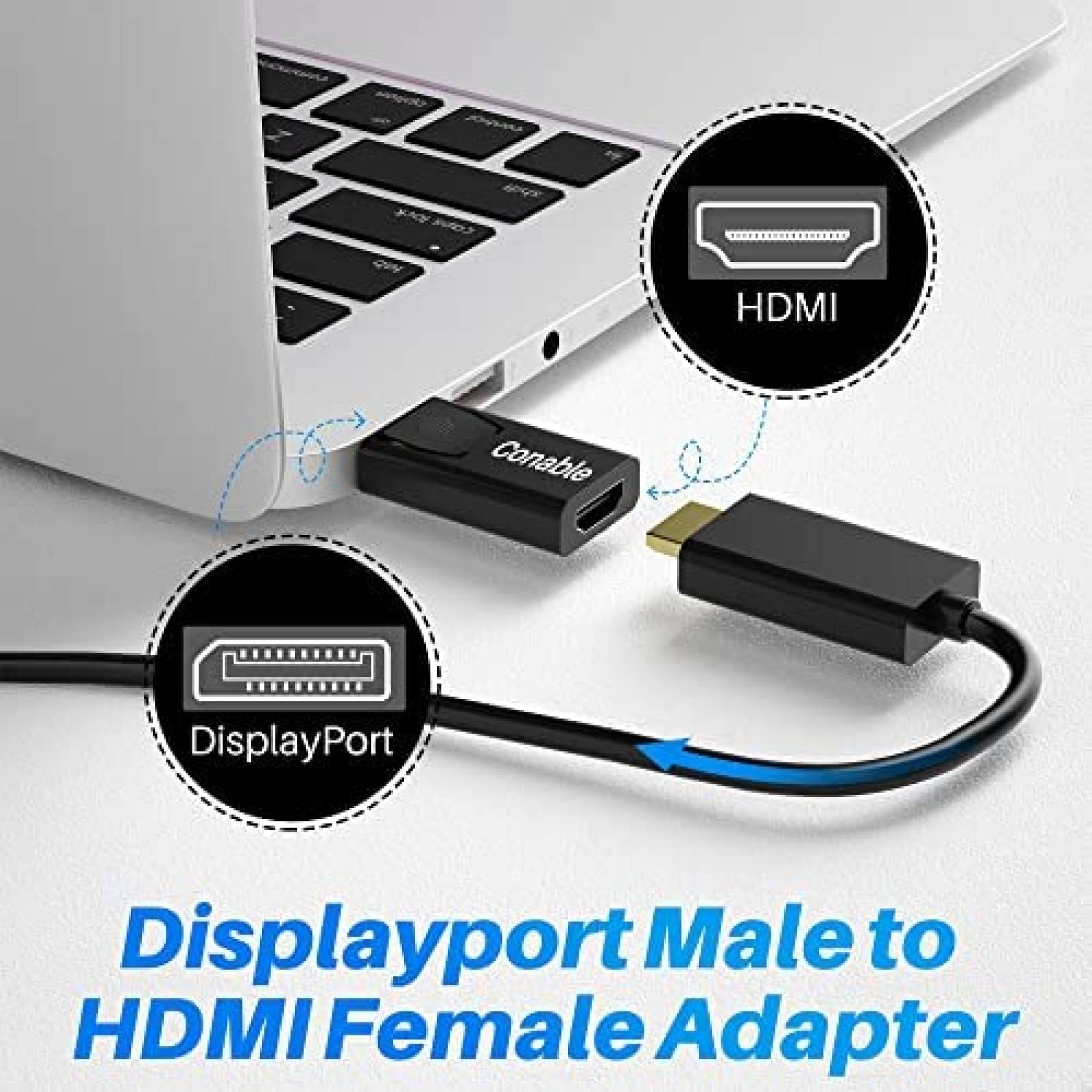 Adaptador Conable 3 Pzs Unidireccional DisplayPort a HDMI