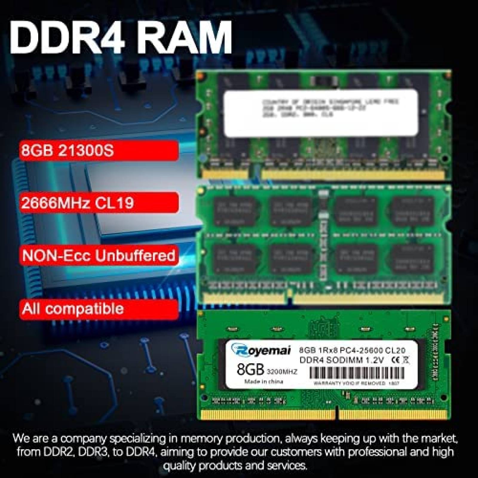 Memoria D DUOMEIQI DDR4 25600S PC4 3200 8GB SODIMM