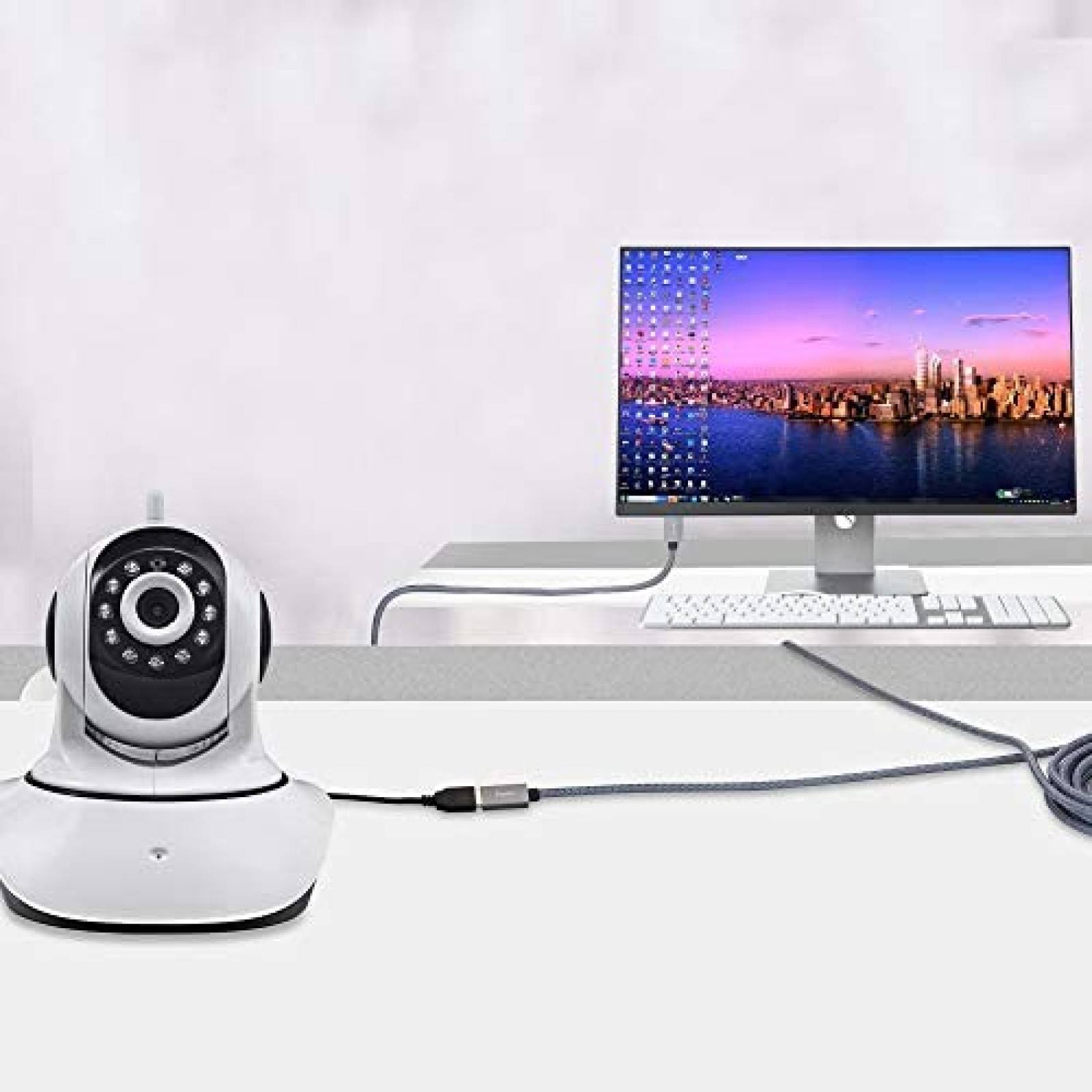 Cable USB Faodzc 1 pie USB 3.0 Nylon Compatible -Gris