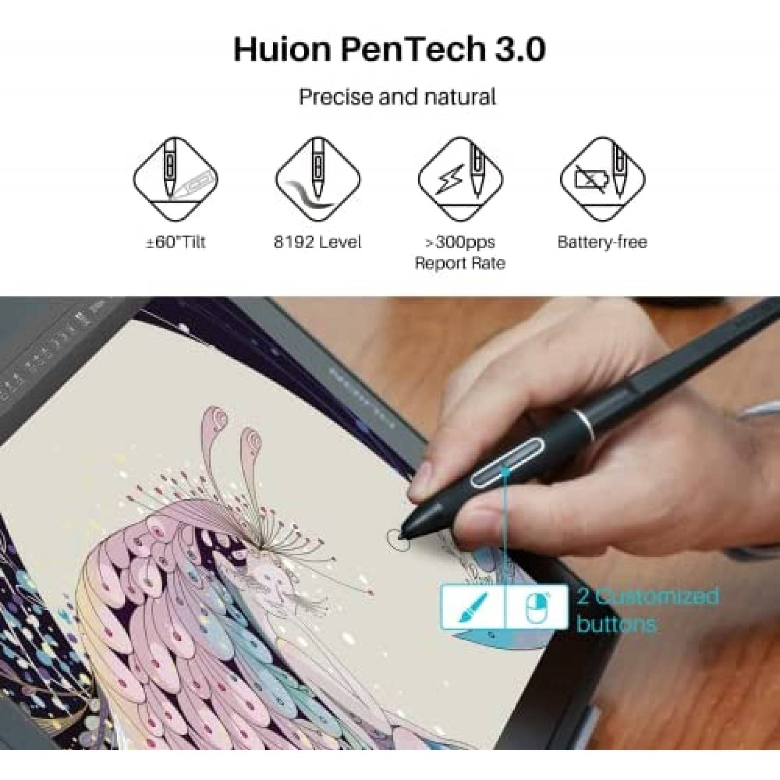 Tablet Grafica HUION Kamvas Pro 16 15.8'' 2.5K QHD 145% sRGB