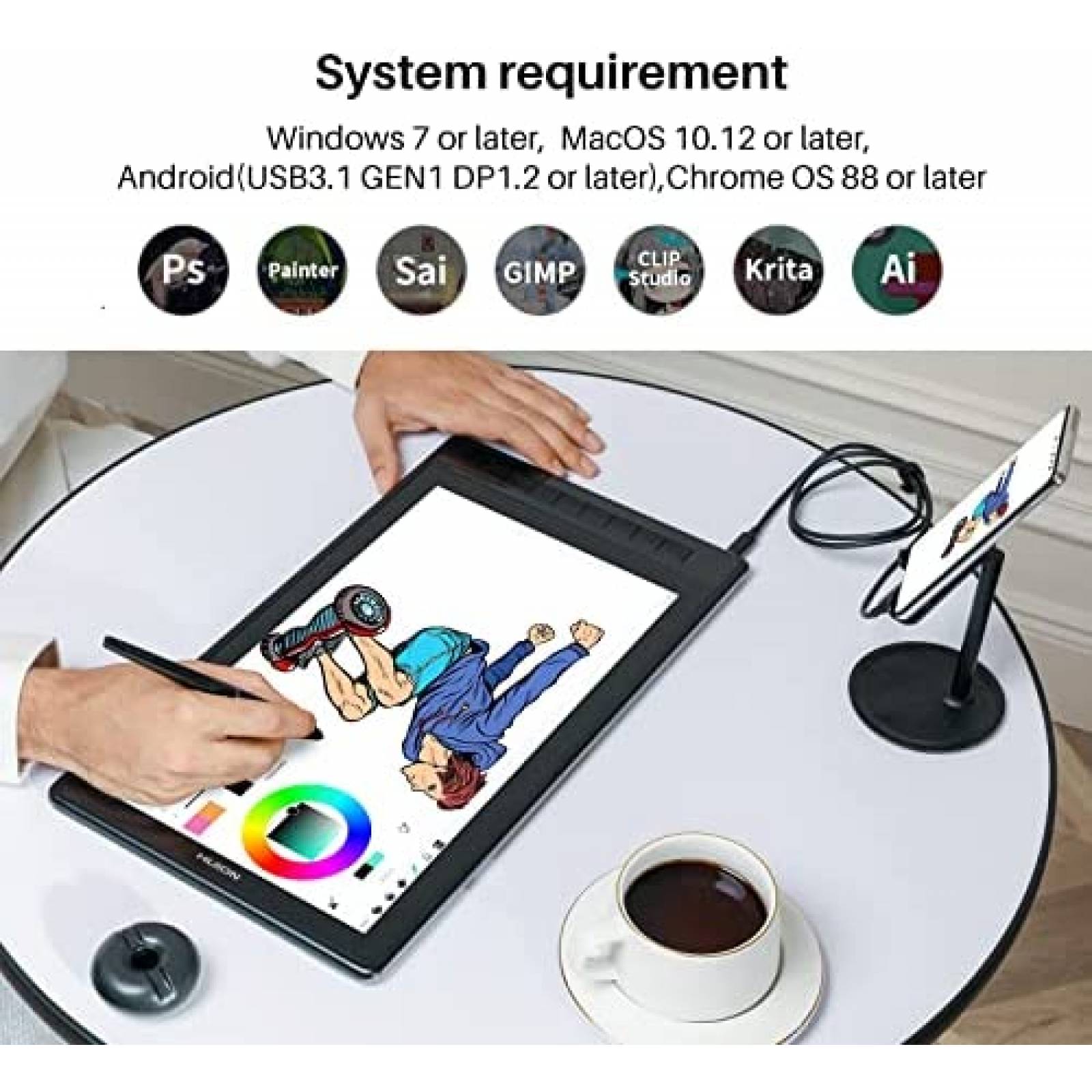 Tablet Grafica HUION Kamvas Pro 16 15.8'' 2.5K QHD 145% sRGB