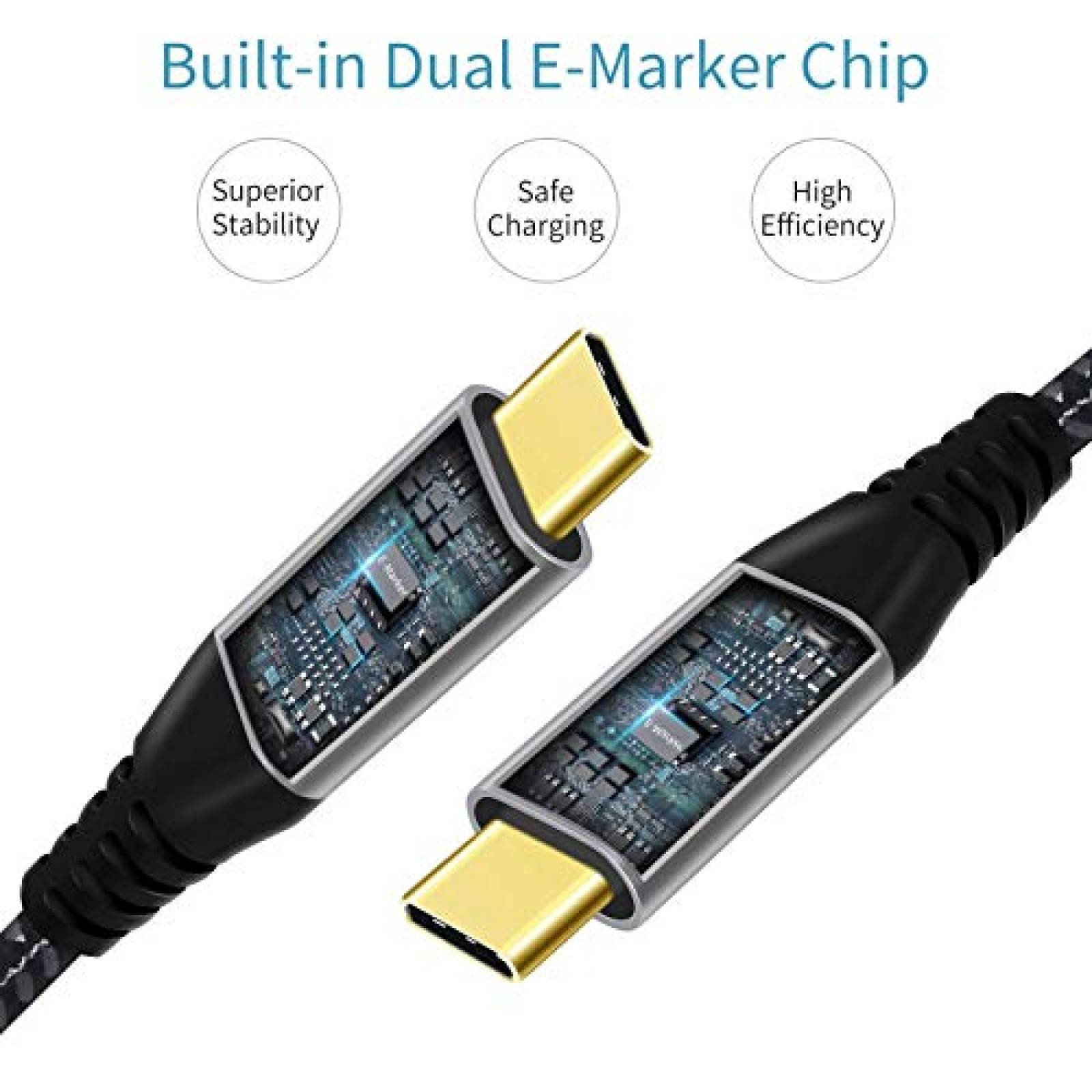 Cable USB tipo C a USB tipo C LDLrui 3ft 100W -Negro