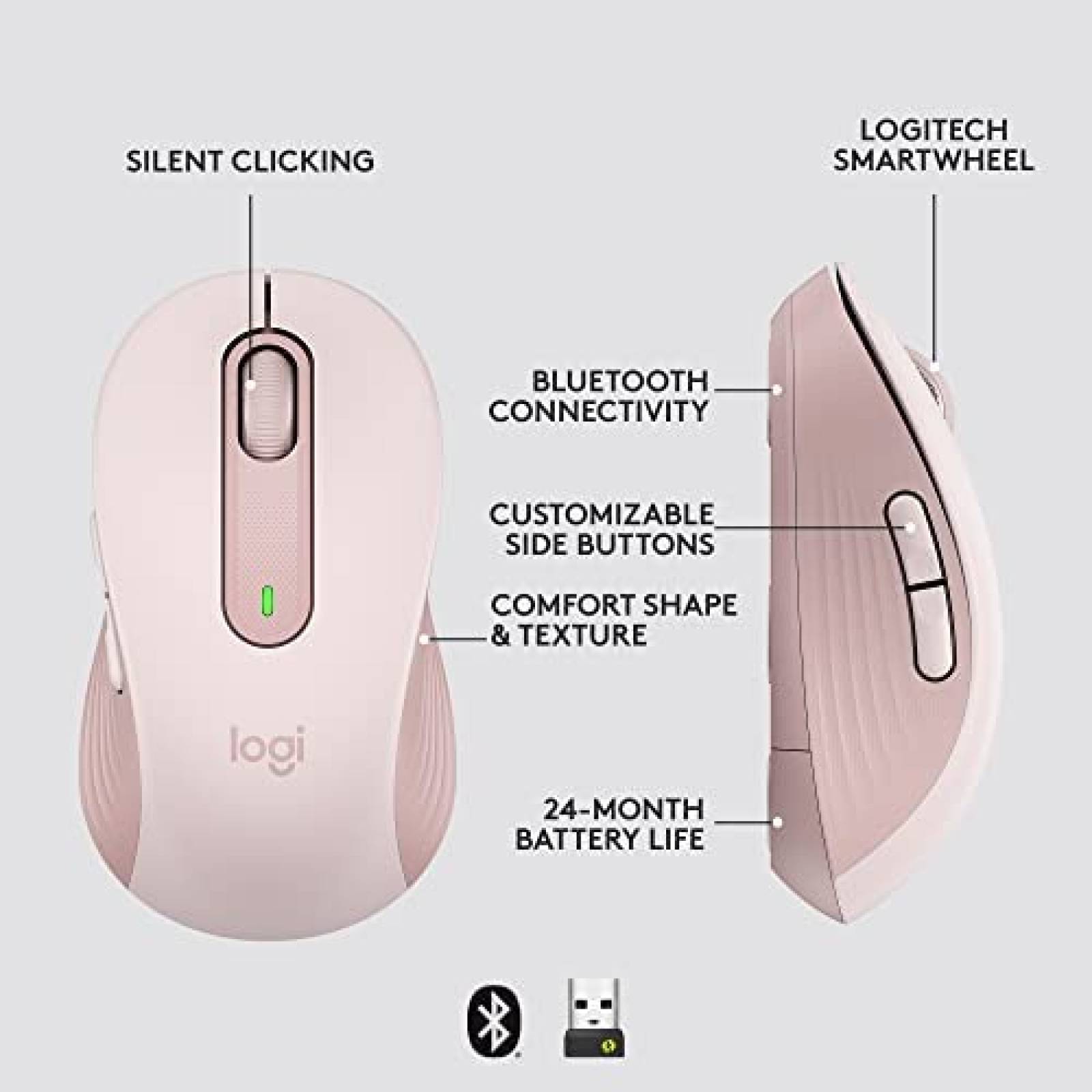 Mouse Logitech Signature M650 Inalambrico Tamao Mediano