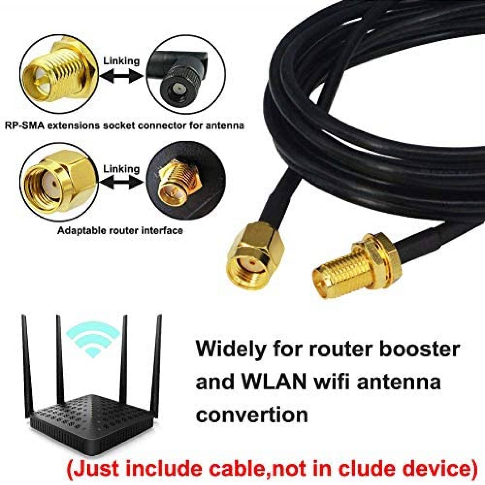 Cable de extension para antena WiFi Nisaea RG174 6 pies