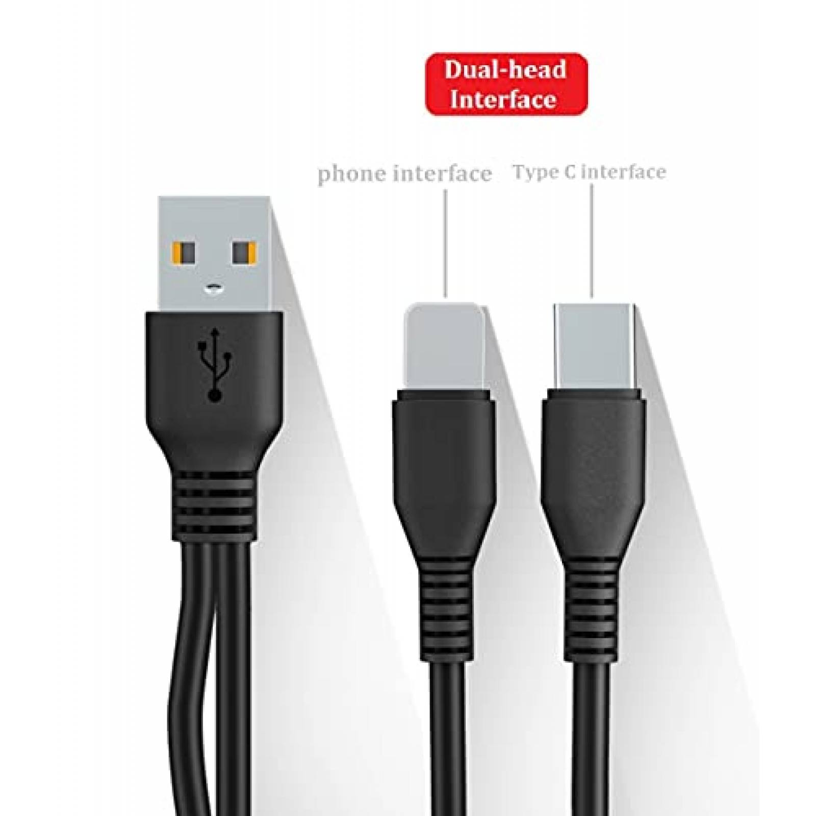 Cable Cargador PEA USB C Divisor 2 en 1 Carga Rapida -Negro